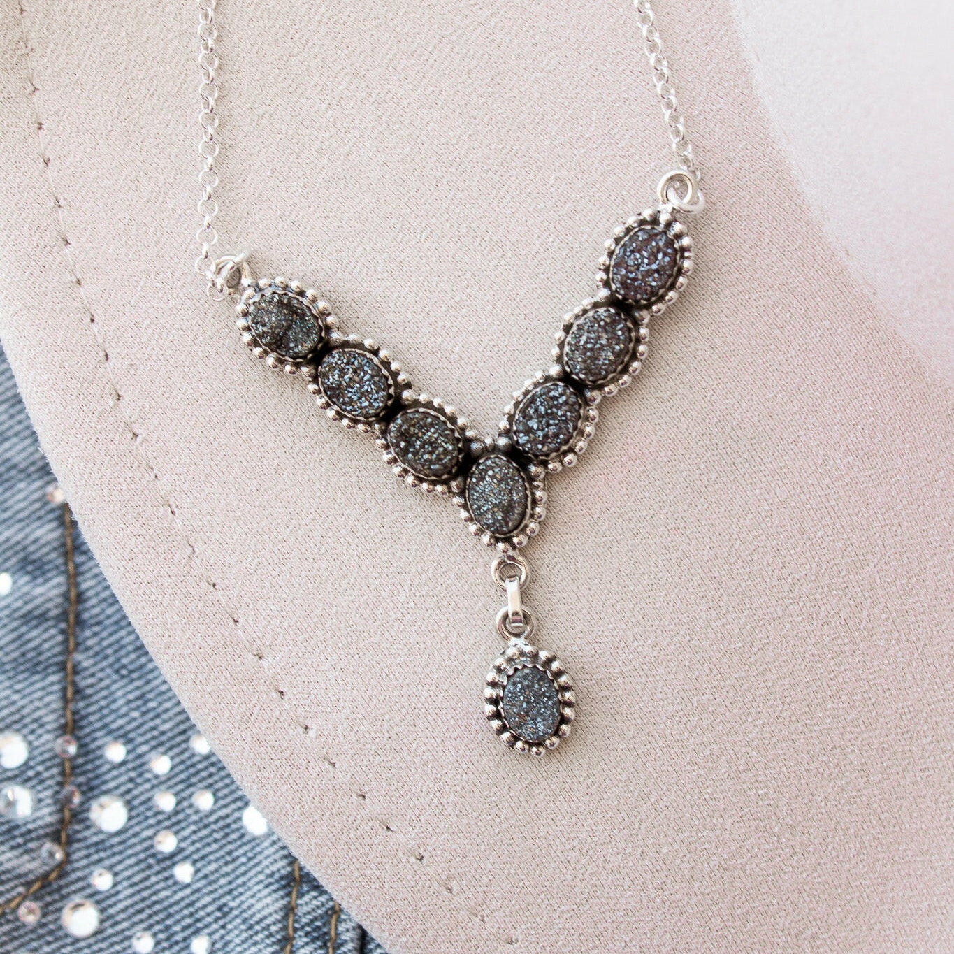 Lariat Druzy Stone Necklace-Lariat and Y Necklaces-Krush Kandy, Women's Online Fashion Boutique Located in Phoenix, Arizona (Scottsdale Area)