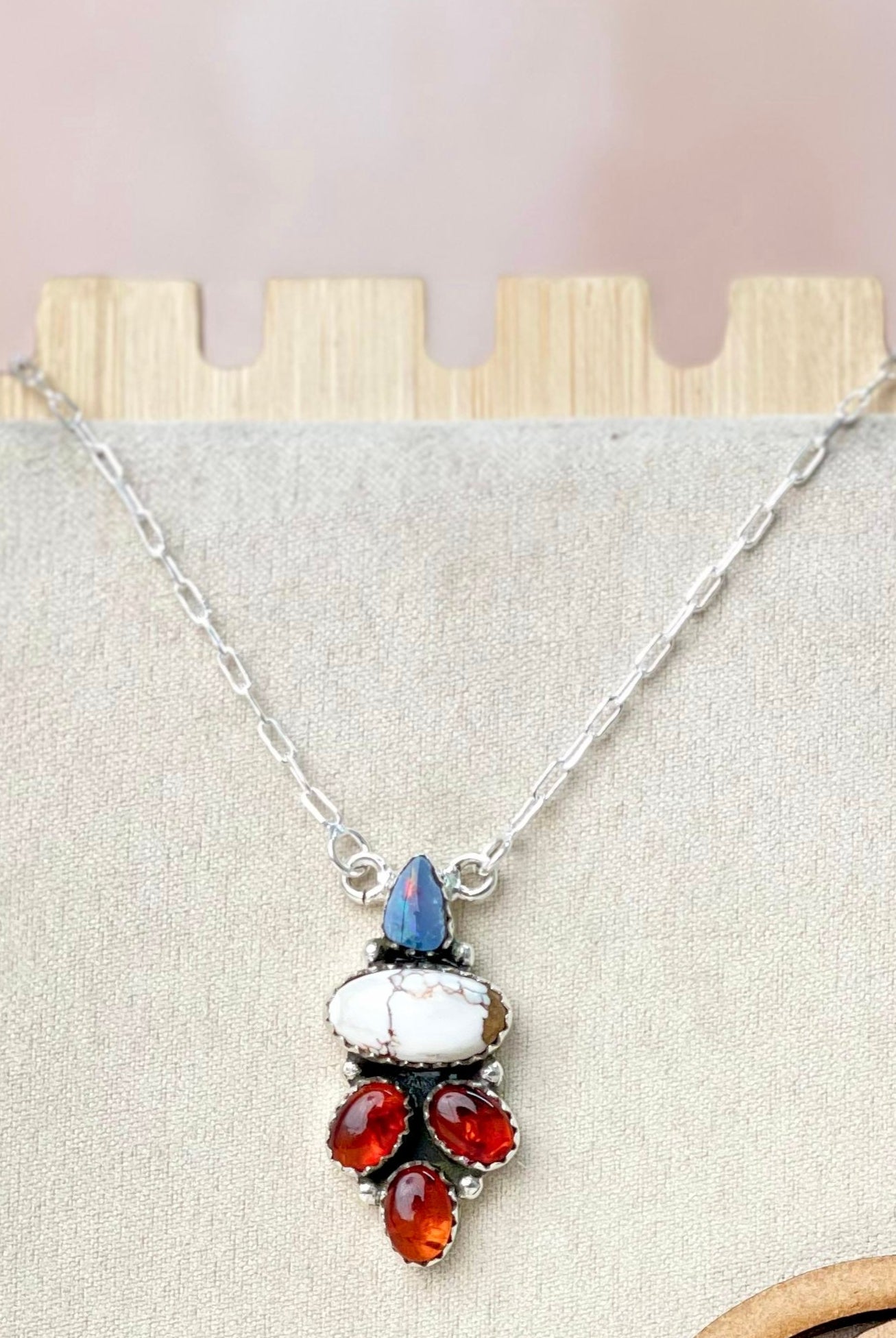 Australian opal, Wildhorse & Amber Stone Necklaces-Necklaces-Krush Kandy, Women's Online Fashion Boutique Located in Phoenix, Arizona (Scottsdale Area)