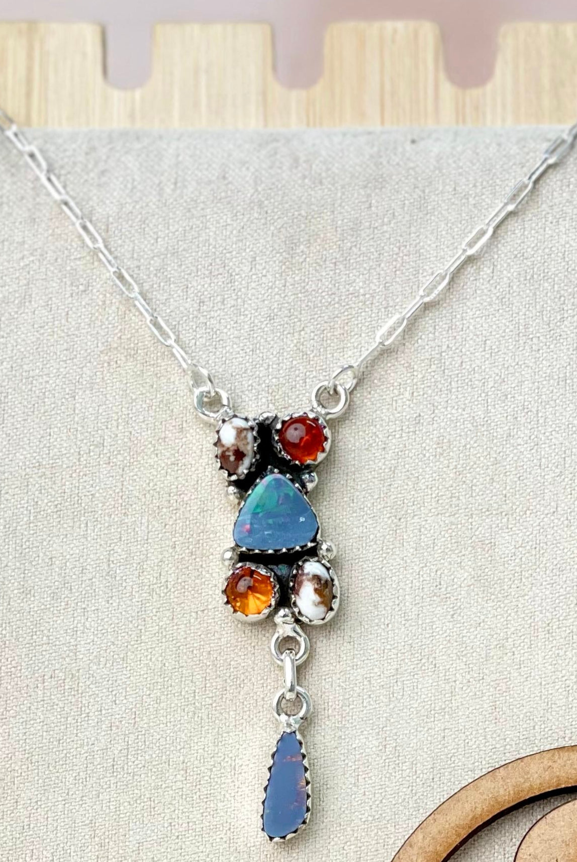 Australian opal, Wildhorse & Amber Stone Necklaces-Necklaces-Krush Kandy, Women's Online Fashion Boutique Located in Phoenix, Arizona (Scottsdale Area)
