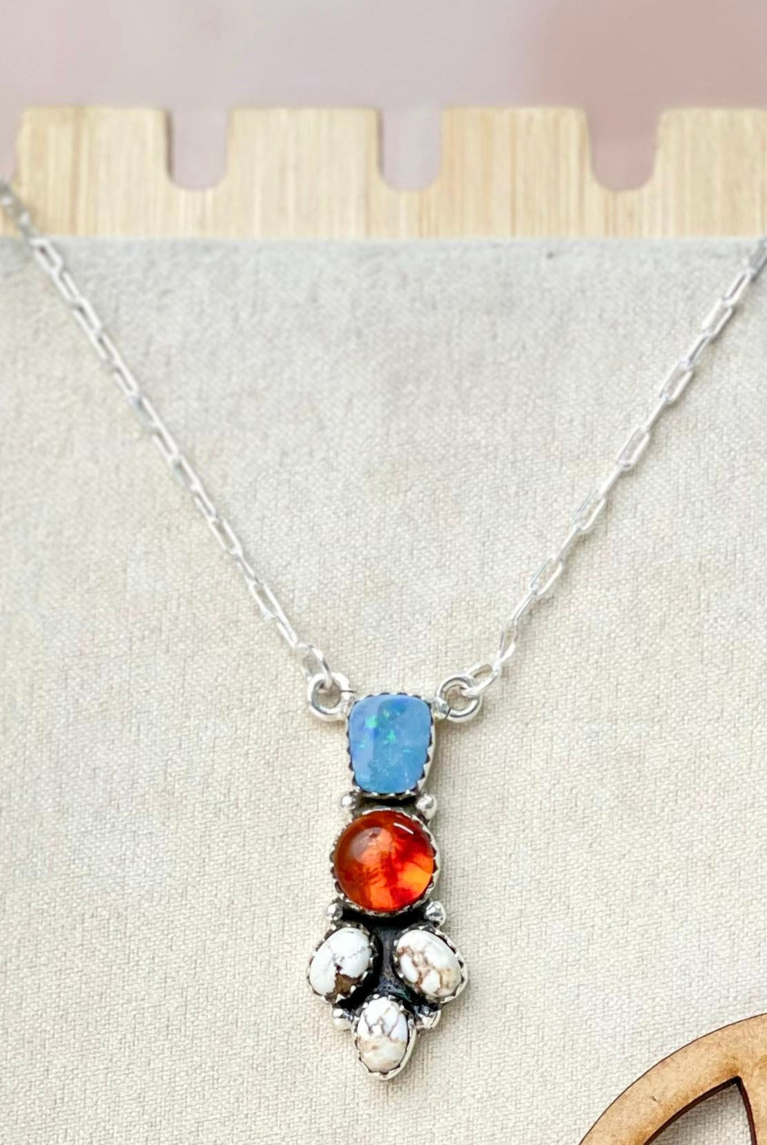 Australian opal, Wildhorse & Amber Stone Necklaces-Necklaces-Krush Kandy, Women's Online Fashion Boutique Located in Phoenix, Arizona (Scottsdale Area)