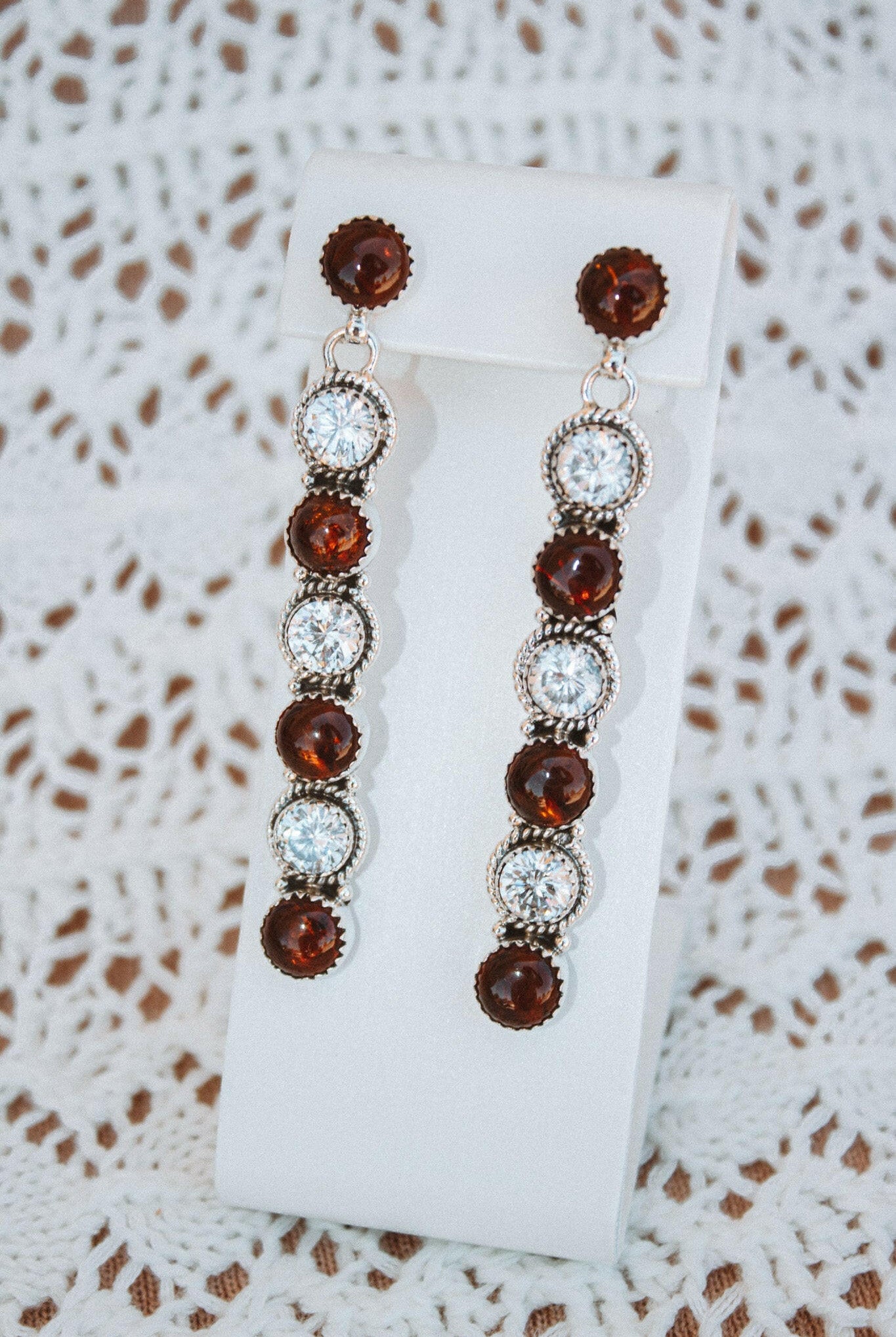 Amber & Crystal Stone Bar Earrings | Krush Exclusive-Drop Earrings-Krush Kandy, Women's Online Fashion Boutique Located in Phoenix, Arizona (Scottsdale Area)