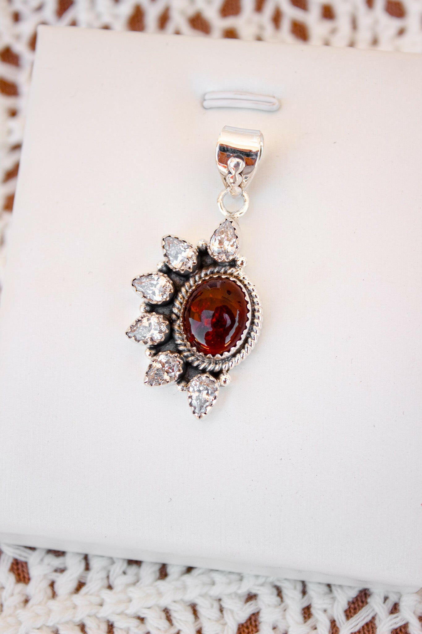 Ambers Crystal Half Cluster Pendant-Pendant Necklaces-Krush Kandy, Women's Online Fashion Boutique Located in Phoenix, Arizona (Scottsdale Area)