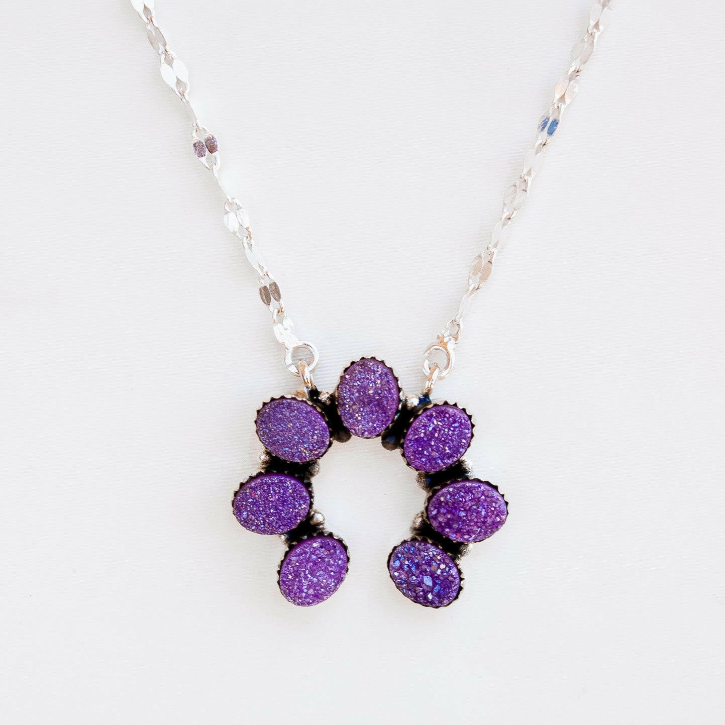 Dyed Moonstone & Druzy Horseshoe Necklaces-Chain Necklaces-Krush Kandy, Women's Online Fashion Boutique Located in Phoenix, Arizona (Scottsdale Area)