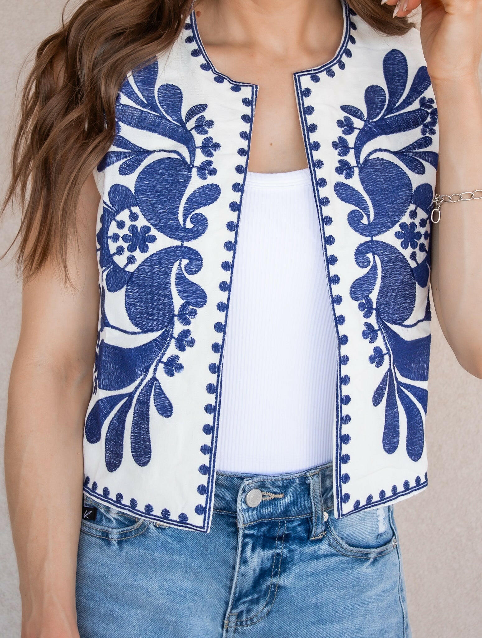 Callie Chic Embroidered Vest-Vests-Krush Kandy, Women's Online Fashion Boutique Located in Phoenix, Arizona (Scottsdale Area)