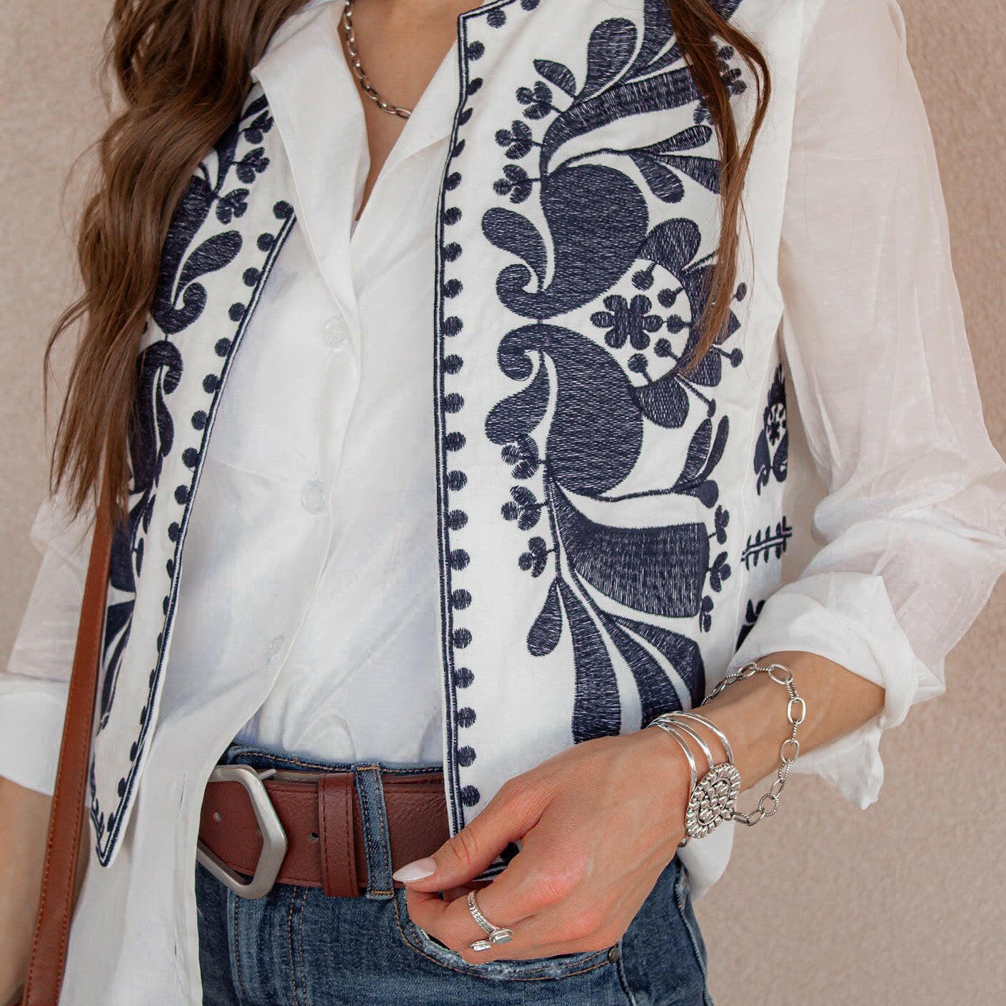 Callie Chic Embroidered Vest-Vests-Krush Kandy, Women's Online Fashion Boutique Located in Phoenix, Arizona (Scottsdale Area)