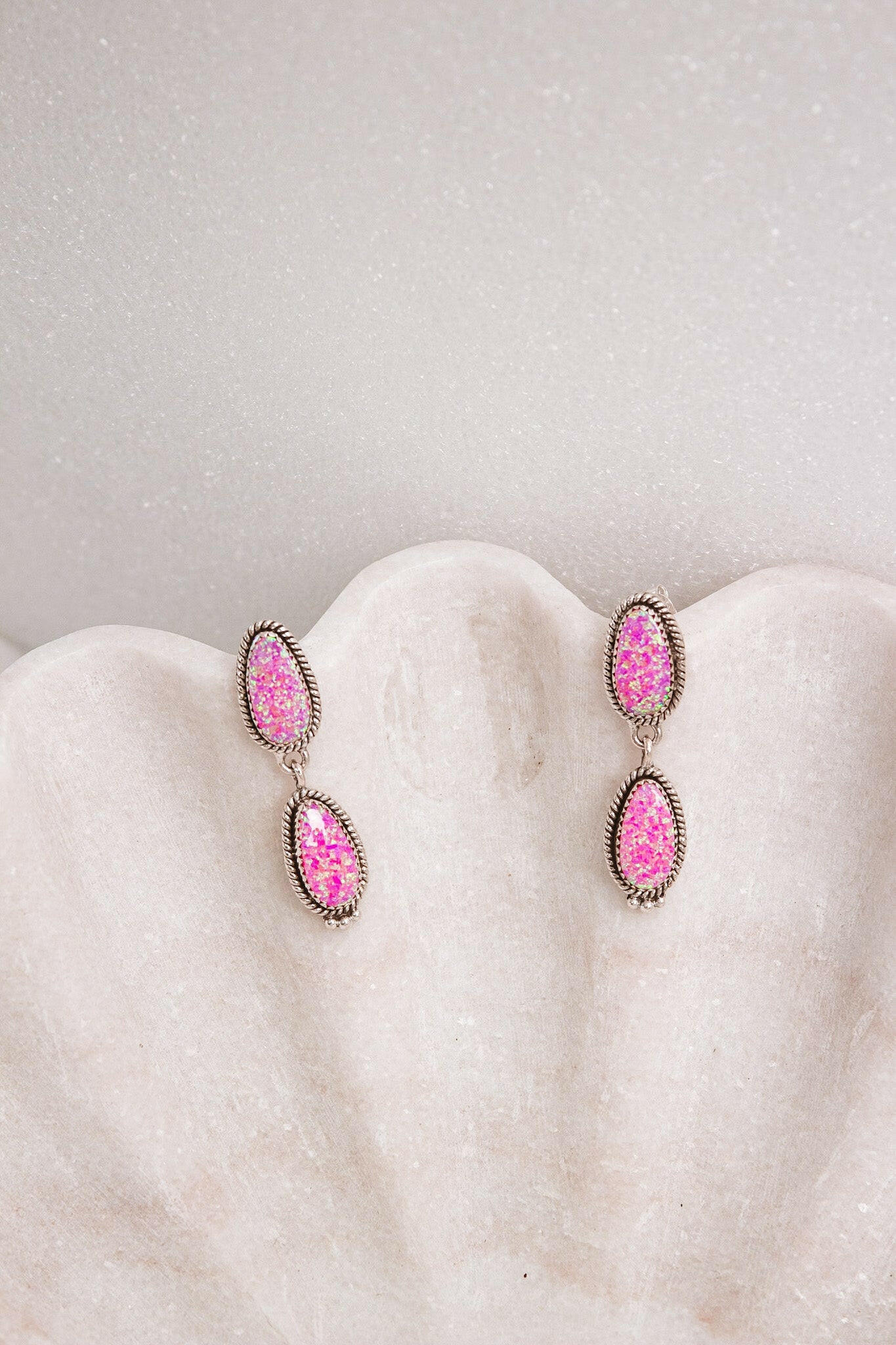 Sterling Silver Stone Drop Slab Earrings-Drop Earrings-Krush Kandy, Women's Online Fashion Boutique Located in Phoenix, Arizona (Scottsdale Area)