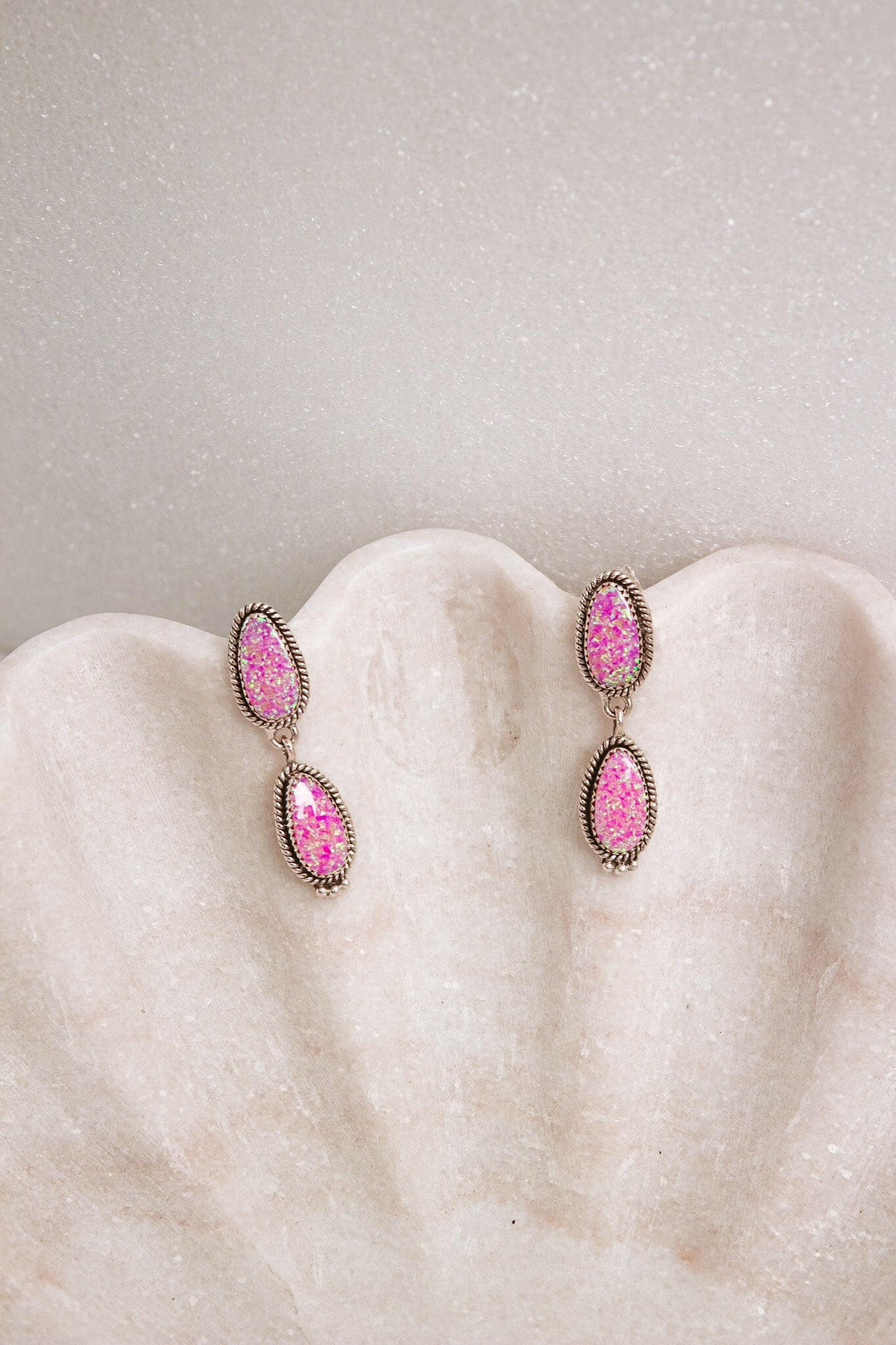 Sterling Silver Stone Drop Slab Earrings-Drop Earrings-Krush Kandy, Women's Online Fashion Boutique Located in Phoenix, Arizona (Scottsdale Area)