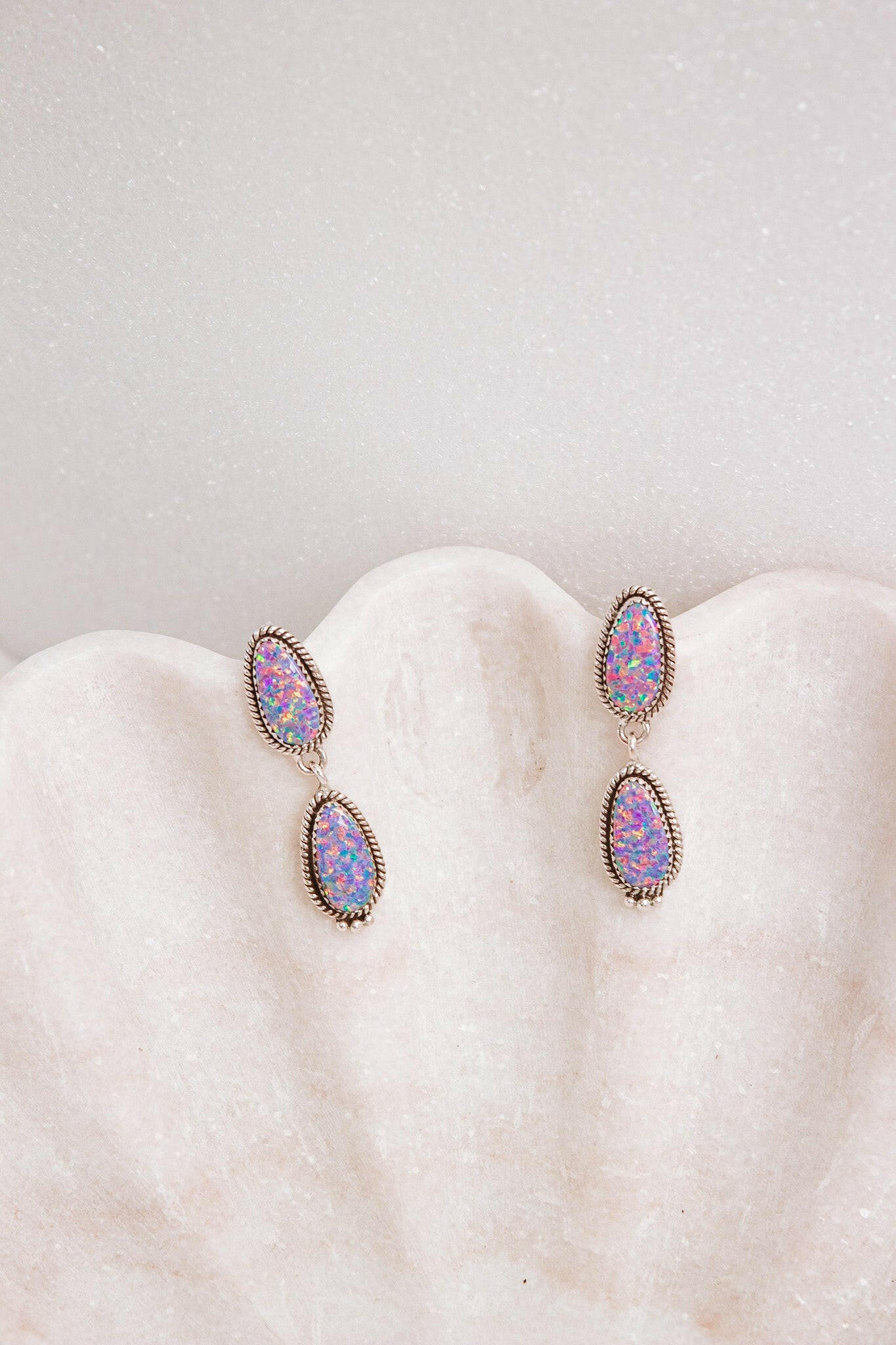 Sterling Silver Stone Drop Slab Earrings-Drop Earrings-Krush Kandy, Women's Online Fashion Boutique Located in Phoenix, Arizona (Scottsdale Area)