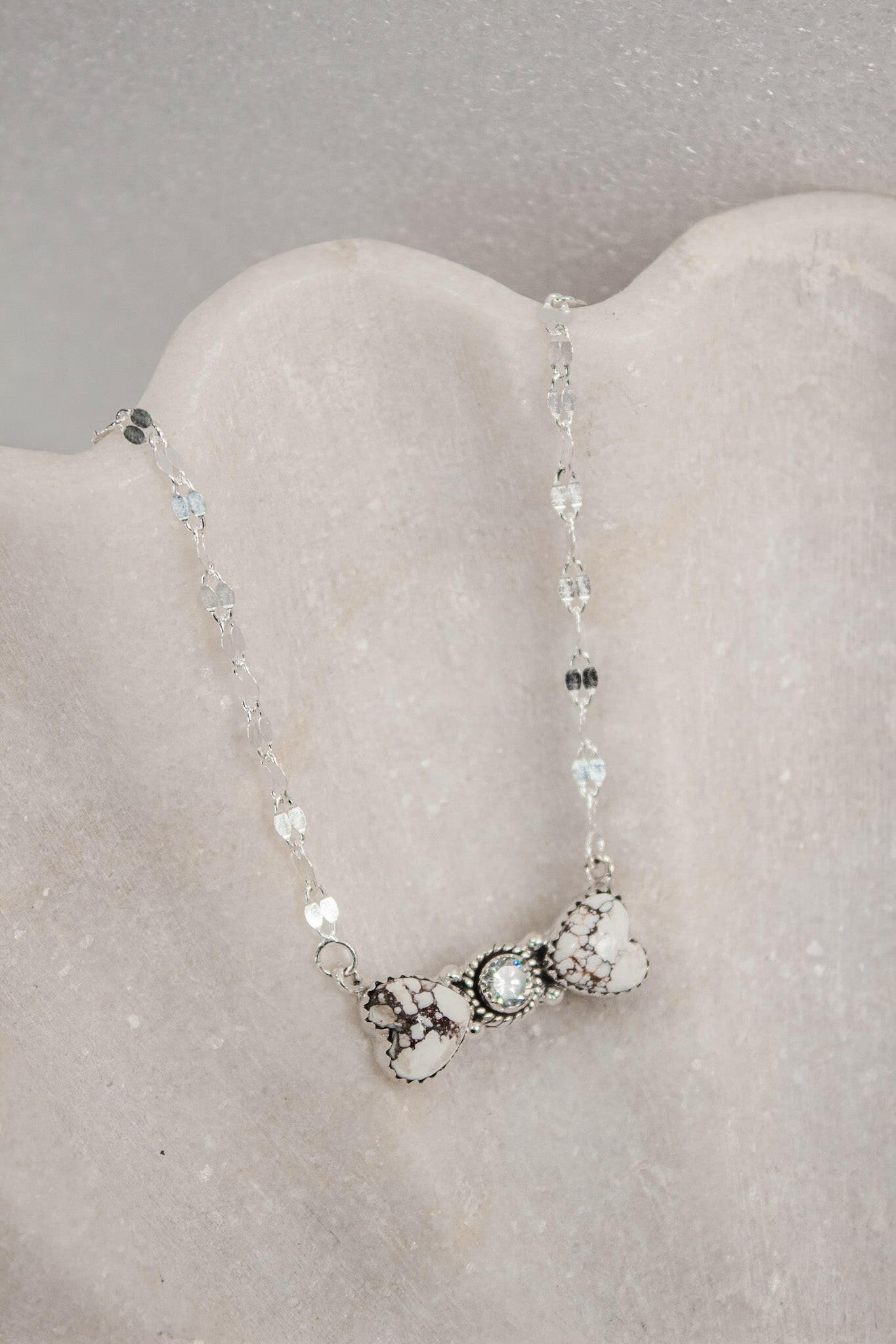 Bohemian Bow Bliss Sterling Silver Stone Necklace-Chain Necklaces-Krush Kandy, Women's Online Fashion Boutique Located in Phoenix, Arizona (Scottsdale Area)