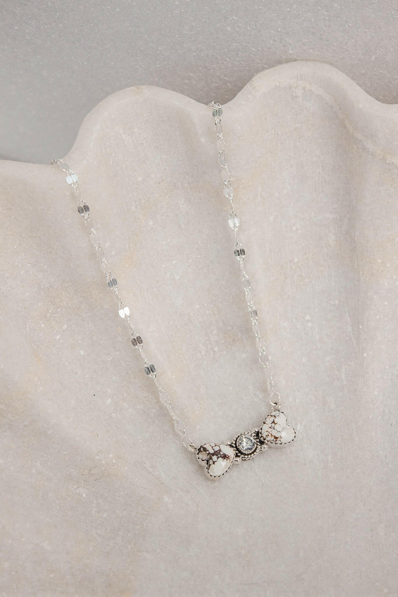 Bohemian Bow Bliss Sterling Silver Stone Necklace-Chain Necklaces-Krush Kandy, Women's Online Fashion Boutique Located in Phoenix, Arizona (Scottsdale Area)