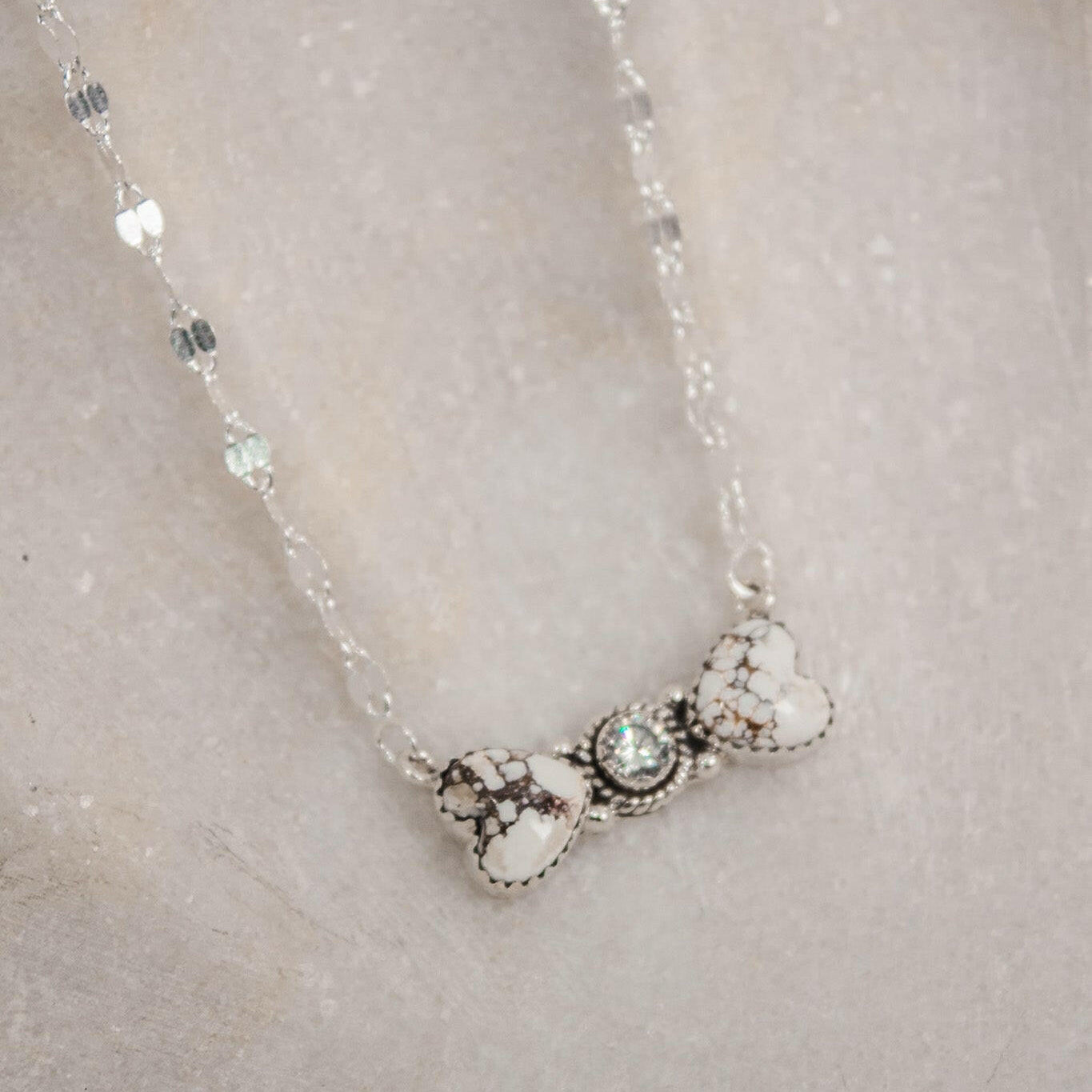 Bohemian Bow Bliss Sterling Silver Stone Necklace-Chain Necklaces-Krush Kandy, Women's Online Fashion Boutique Located in Phoenix, Arizona (Scottsdale Area)