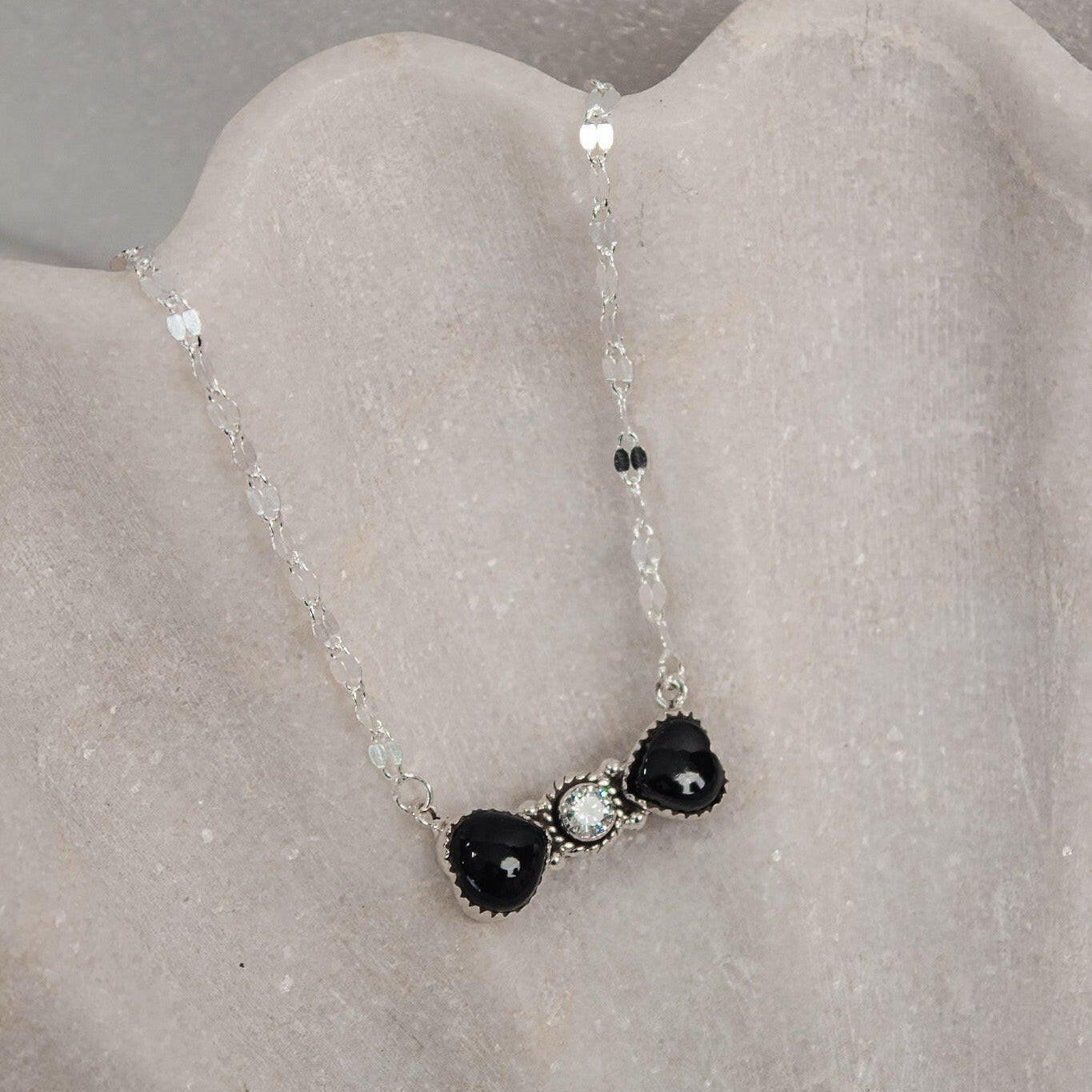 Bohemian Bow Bliss Sterling Silver Stone Necklace-Chain Necklaces-Krush Kandy, Women's Online Fashion Boutique Located in Phoenix, Arizona (Scottsdale Area)