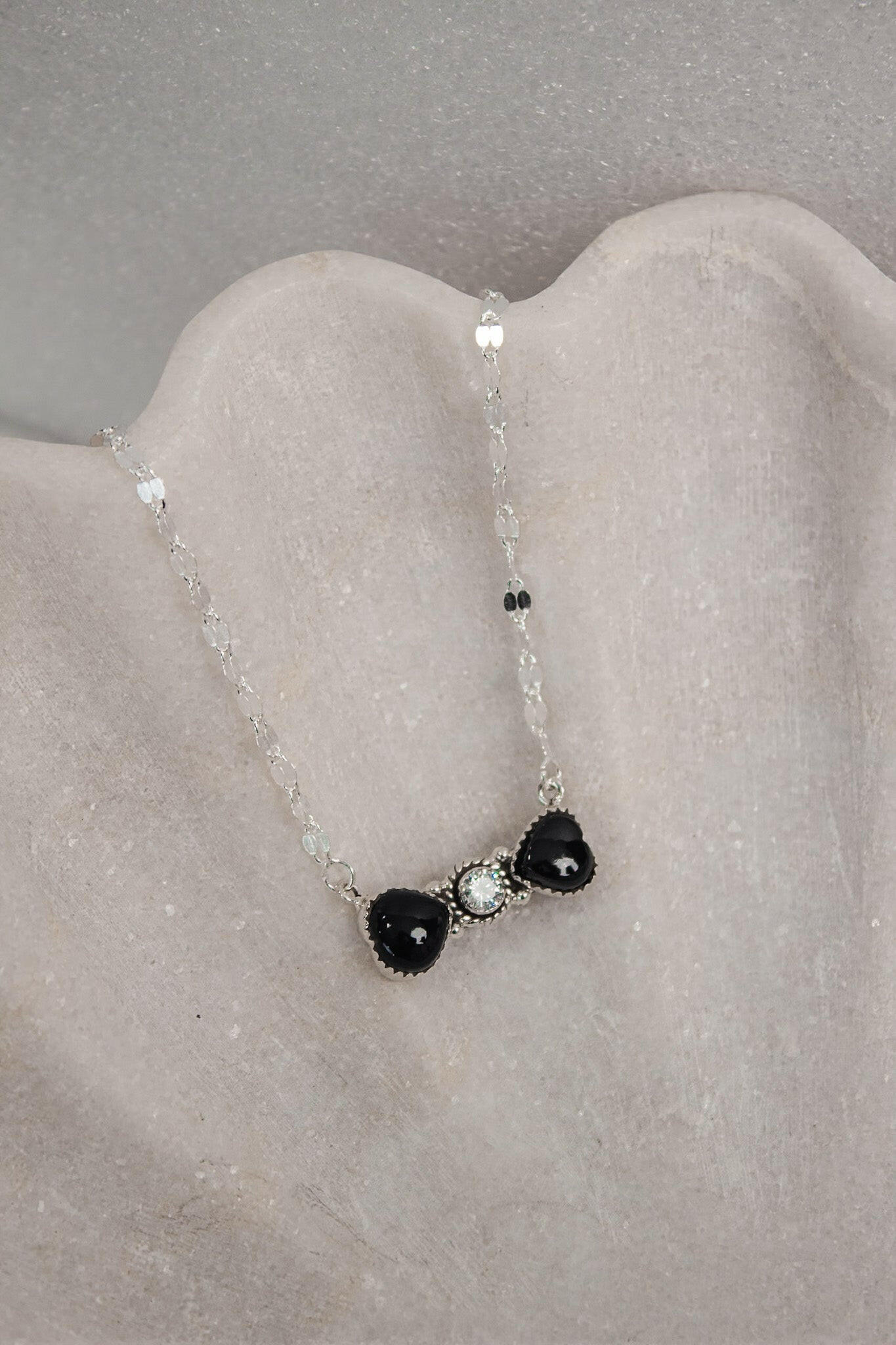 Bohemian Bow Bliss Sterling Silver Stone Necklace-Chain Necklaces-Krush Kandy, Women's Online Fashion Boutique Located in Phoenix, Arizona (Scottsdale Area)