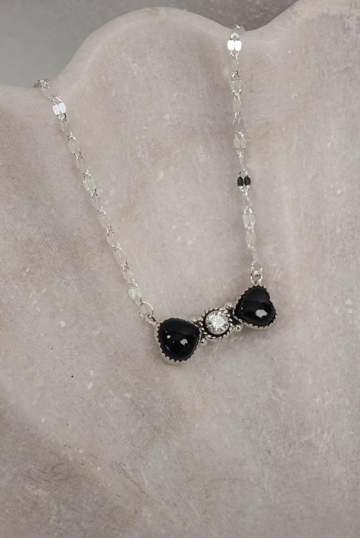 Bohemian Bow Bliss Sterling Silver Stone Necklace-Chain Necklaces-Krush Kandy, Women's Online Fashion Boutique Located in Phoenix, Arizona (Scottsdale Area)