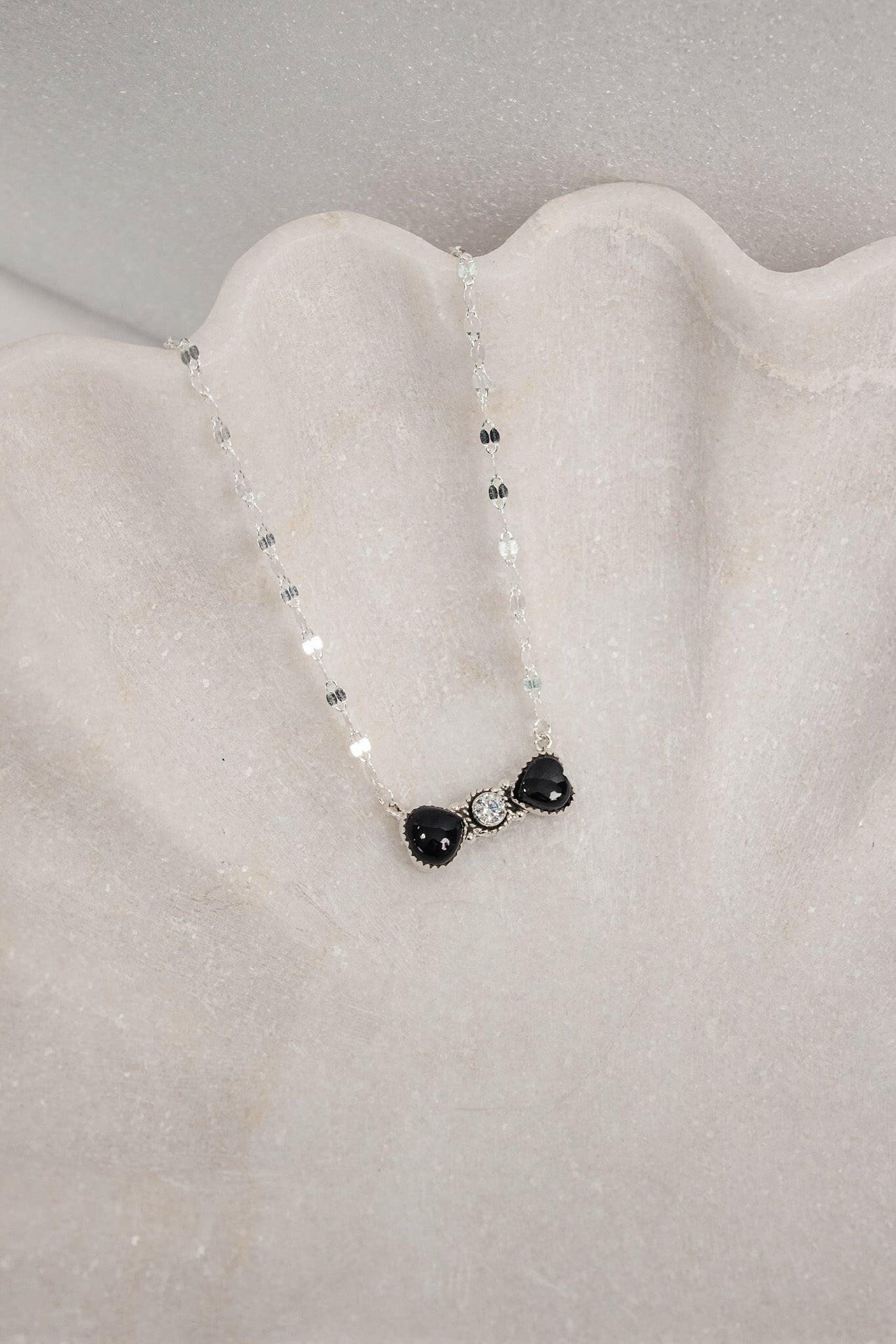 Bohemian Bow Bliss Sterling Silver Stone Necklace-Chain Necklaces-Krush Kandy, Women's Online Fashion Boutique Located in Phoenix, Arizona (Scottsdale Area)