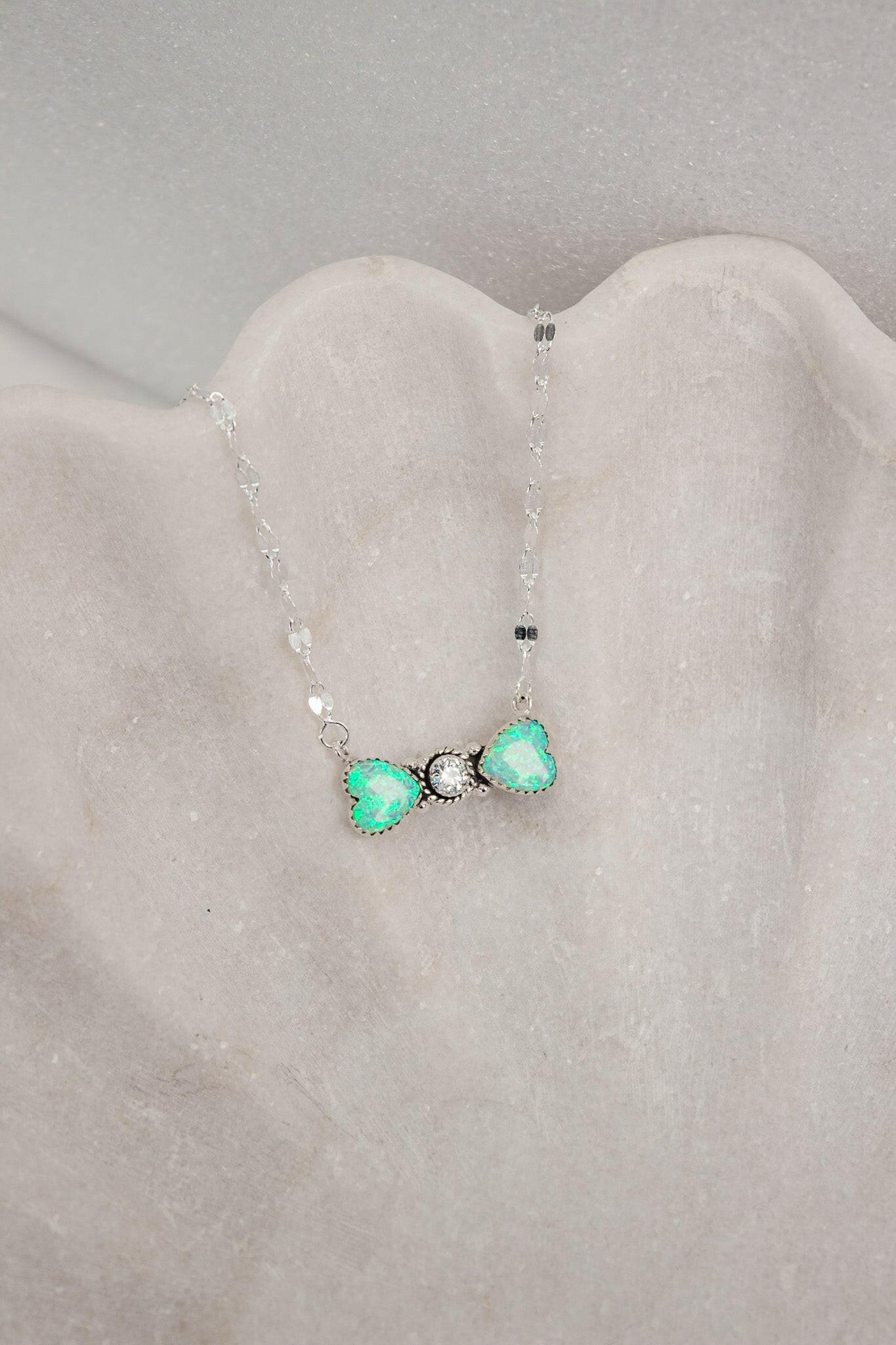 Bohemian Bow Bliss Sterling Silver Stone Necklace-Chain Necklaces-Krush Kandy, Women's Online Fashion Boutique Located in Phoenix, Arizona (Scottsdale Area)