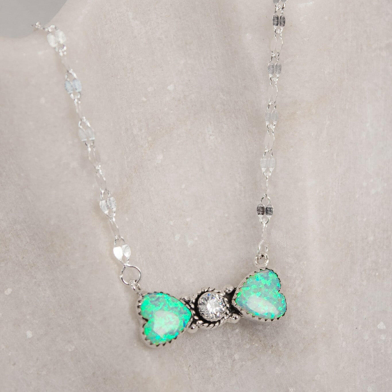 Bohemian Bow Bliss Sterling Silver Stone Necklace-Chain Necklaces-Krush Kandy, Women's Online Fashion Boutique Located in Phoenix, Arizona (Scottsdale Area)