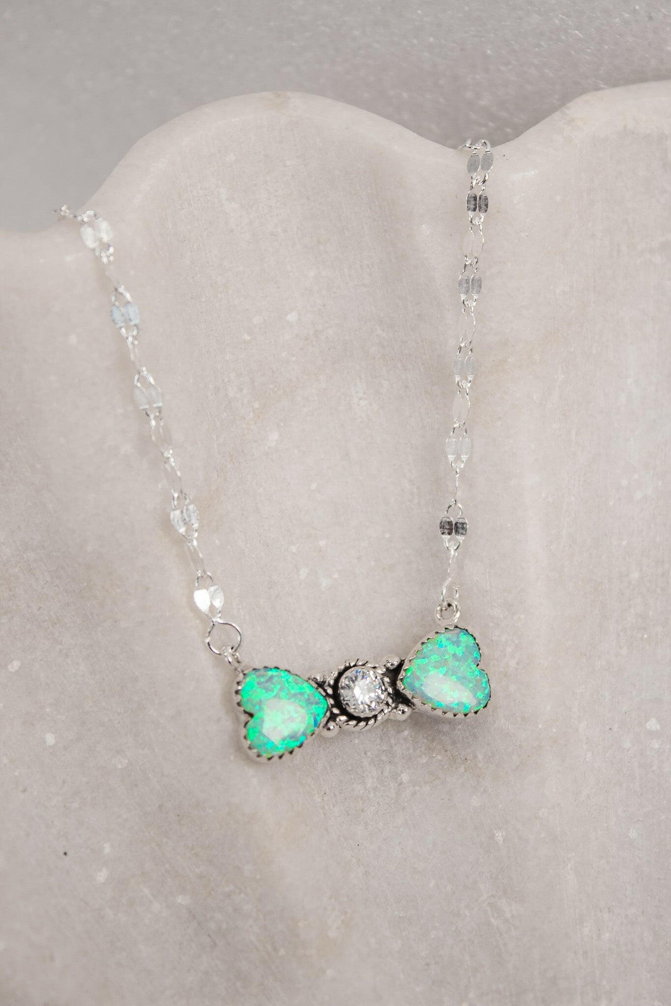 Bohemian Bow Bliss Sterling Silver Stone Necklace-Chain Necklaces-Krush Kandy, Women's Online Fashion Boutique Located in Phoenix, Arizona (Scottsdale Area)