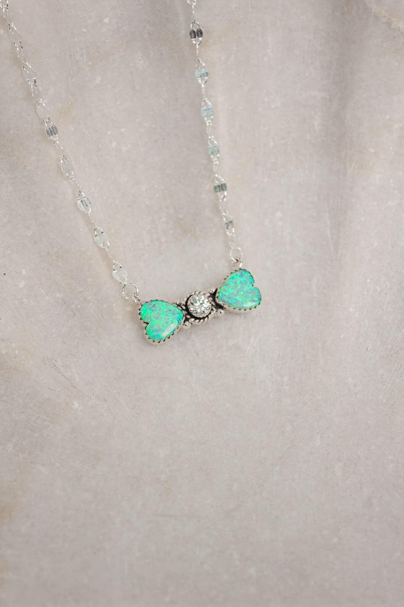 Bohemian Bow Bliss Sterling Silver Stone Necklace-Chain Necklaces-Krush Kandy, Women's Online Fashion Boutique Located in Phoenix, Arizona (Scottsdale Area)