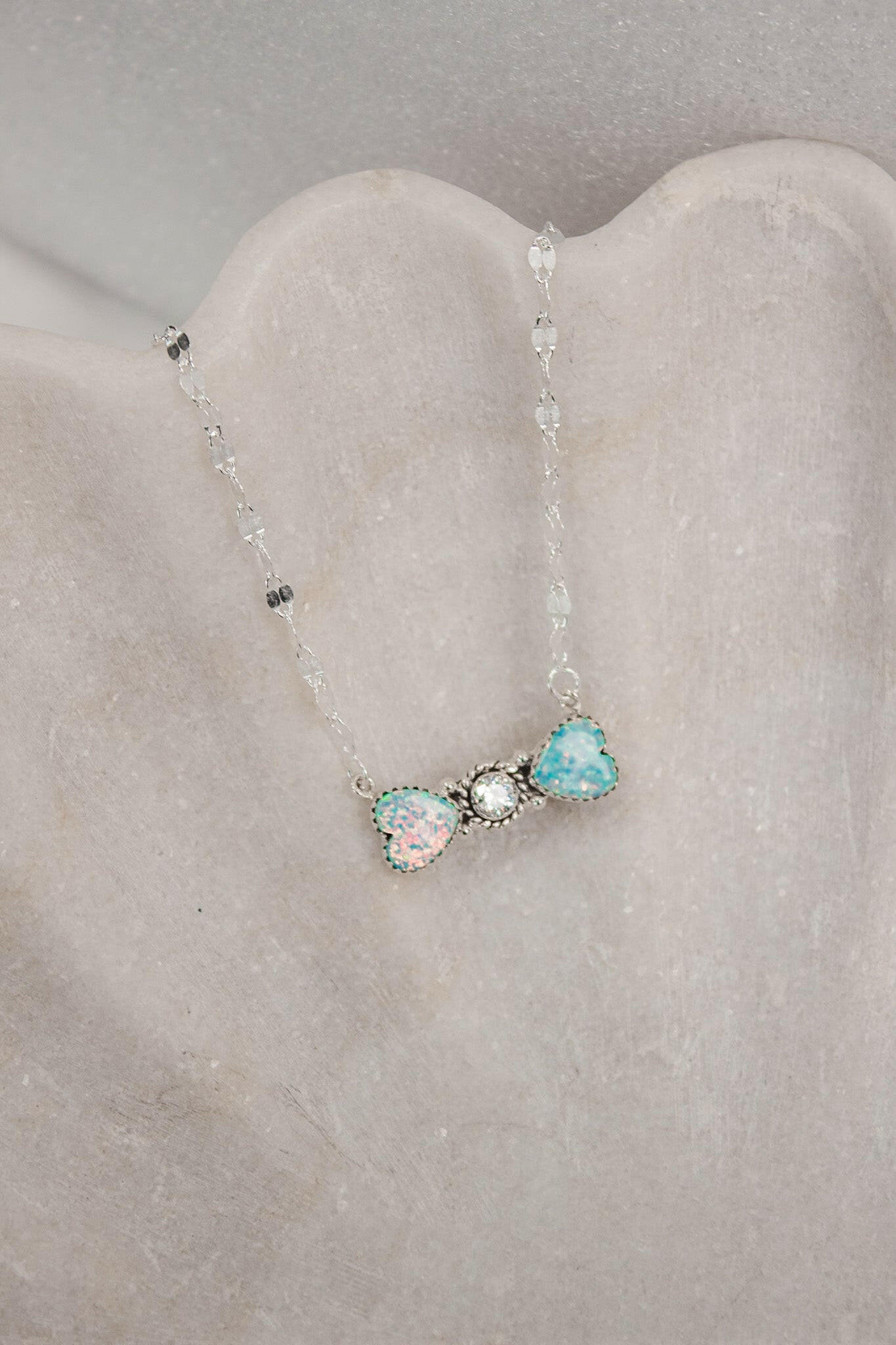 Bohemian Bow Bliss Sterling Silver Stone Necklace-Chain Necklaces-Krush Kandy, Women's Online Fashion Boutique Located in Phoenix, Arizona (Scottsdale Area)