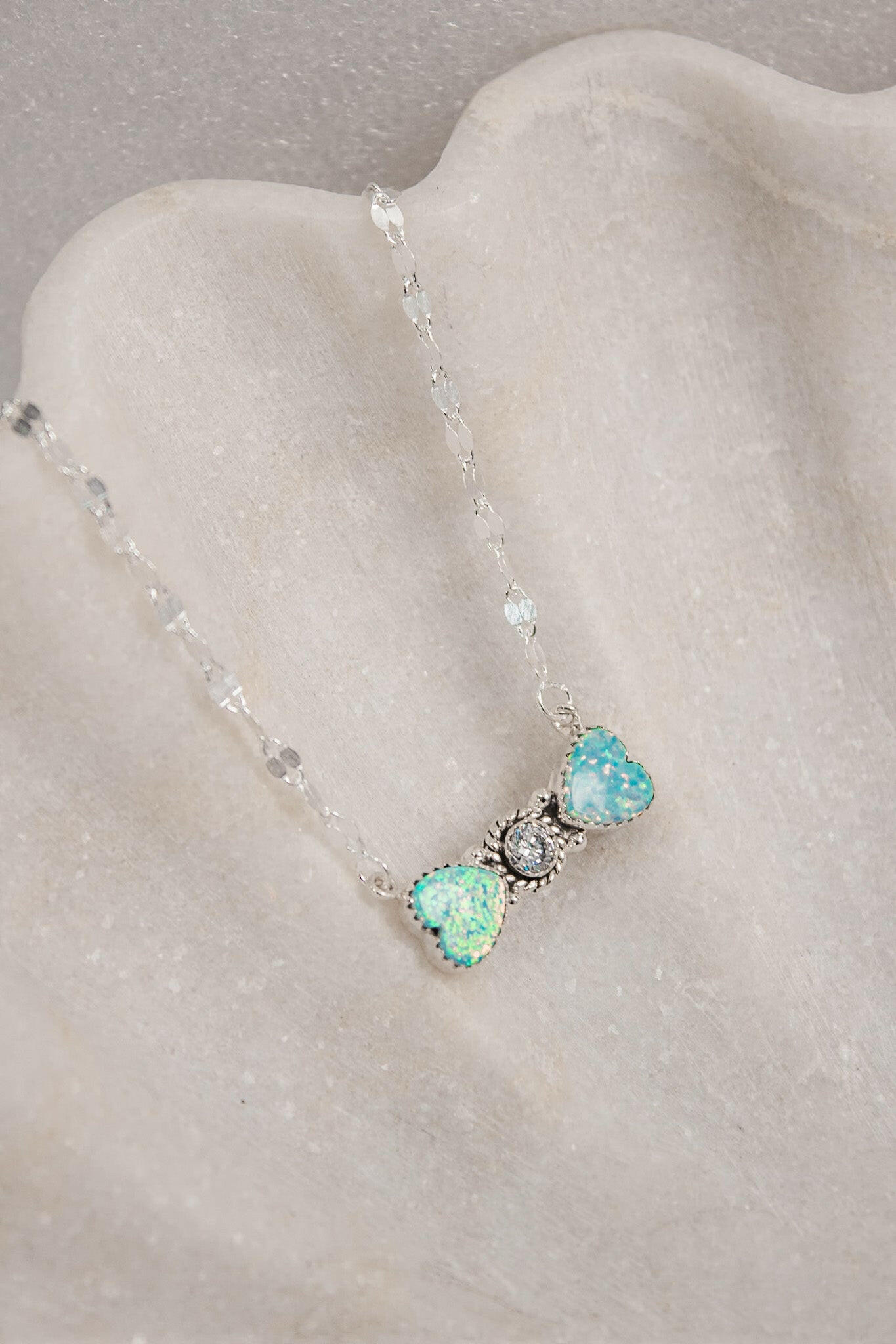 Bohemian Bow Bliss Sterling Silver Stone Necklace-Chain Necklaces-Krush Kandy, Women's Online Fashion Boutique Located in Phoenix, Arizona (Scottsdale Area)