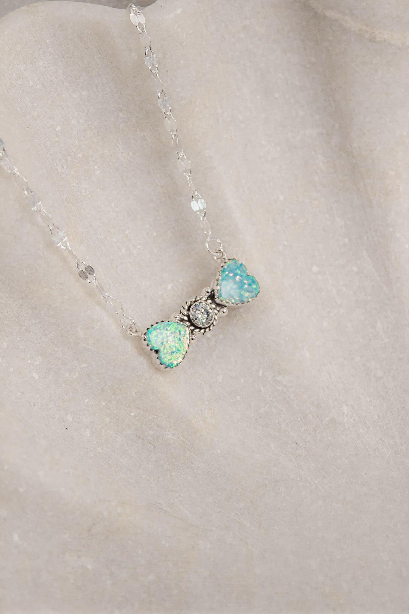 Bohemian Bow Bliss Sterling Silver Stone Necklace-Chain Necklaces-Krush Kandy, Women's Online Fashion Boutique Located in Phoenix, Arizona (Scottsdale Area)