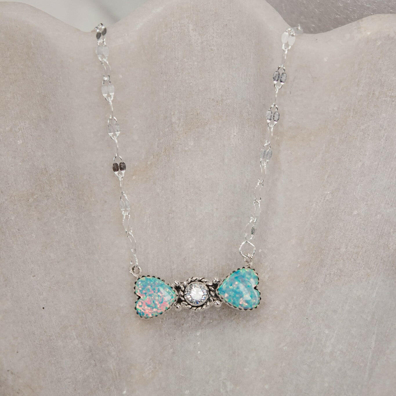 Bohemian Bow Bliss Sterling Silver Stone Necklace-Chain Necklaces-Krush Kandy, Women's Online Fashion Boutique Located in Phoenix, Arizona (Scottsdale Area)
