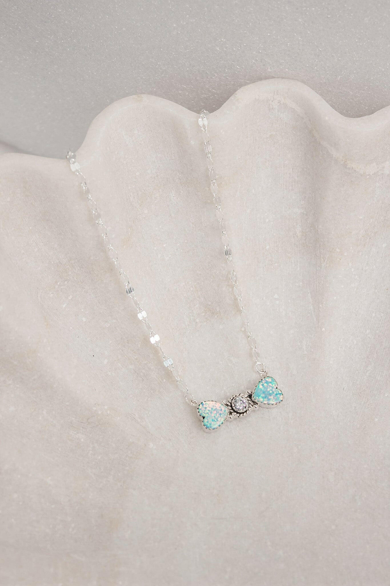 Bohemian Bow Bliss Sterling Silver Stone Necklace-Chain Necklaces-Krush Kandy, Women's Online Fashion Boutique Located in Phoenix, Arizona (Scottsdale Area)
