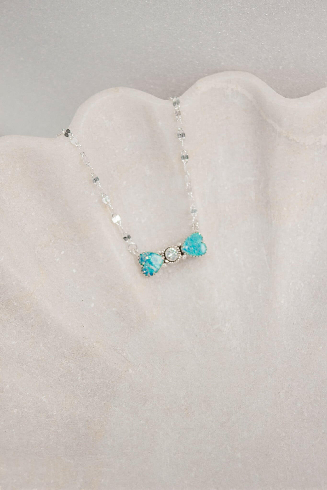 Bohemian Bow Bliss Sterling Silver Stone Necklace-Chain Necklaces-Krush Kandy, Women's Online Fashion Boutique Located in Phoenix, Arizona (Scottsdale Area)