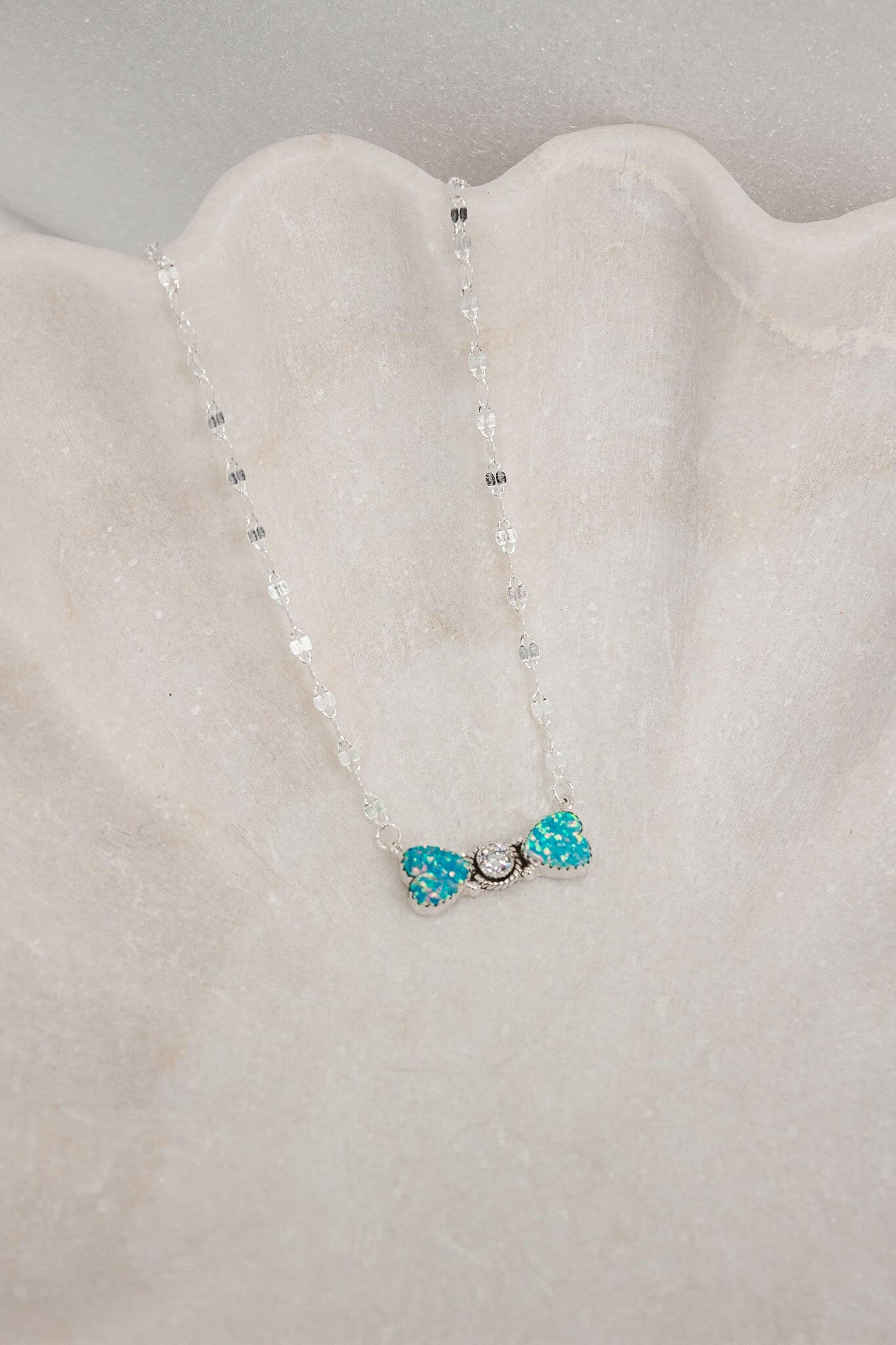 Bohemian Bow Bliss Sterling Silver Stone Necklace-Chain Necklaces-Krush Kandy, Women's Online Fashion Boutique Located in Phoenix, Arizona (Scottsdale Area)