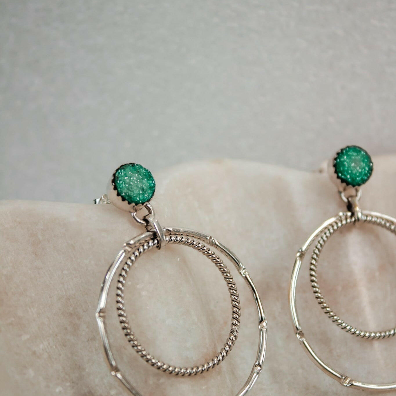 Druzy Double Hoop Earrings | By KKB-Hoop Earrings-Krush Kandy, Women's Online Fashion Boutique Located in Phoenix, Arizona (Scottsdale Area)