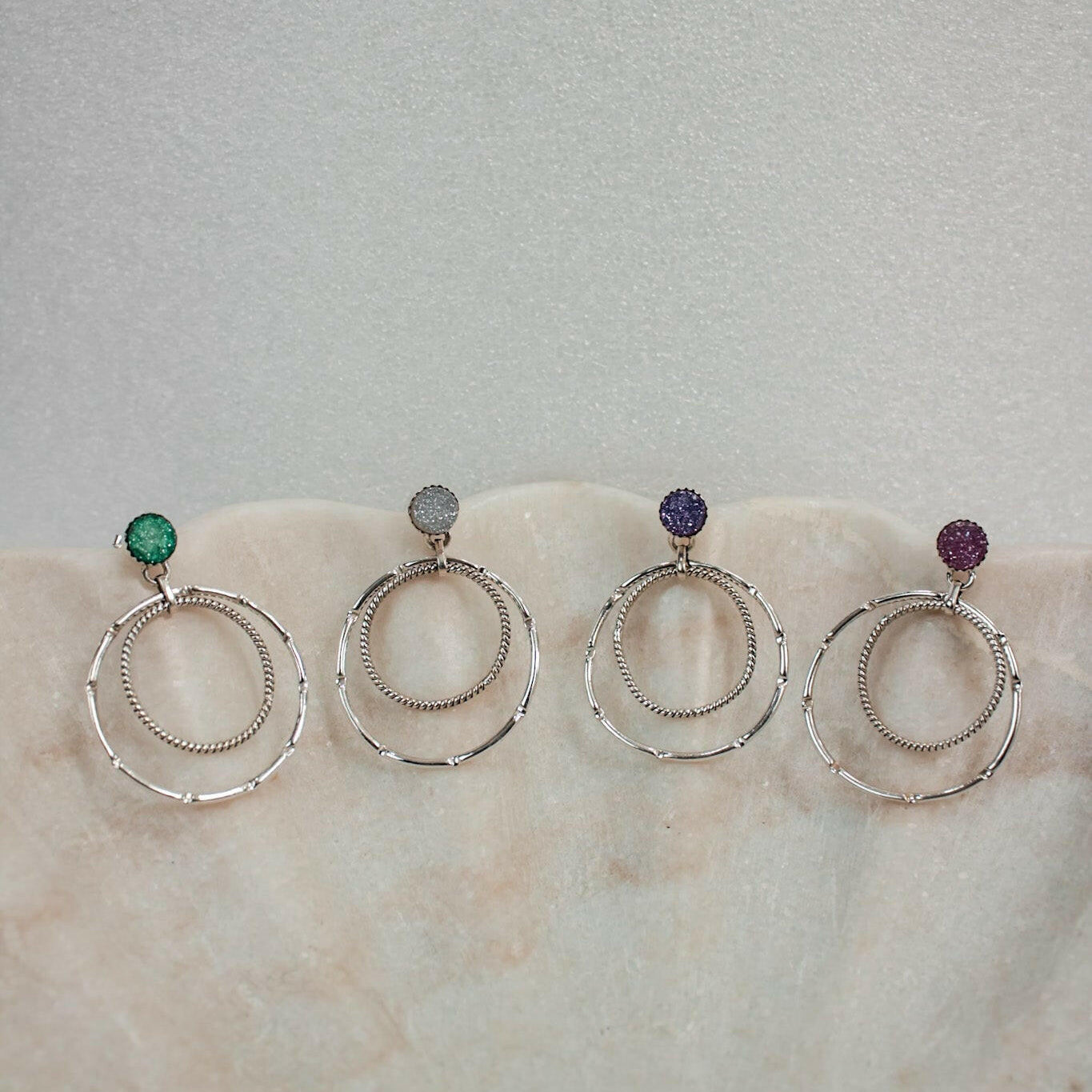 Druzy Double Hoop Earrings | By KKB-Hoop Earrings-Krush Kandy, Women's Online Fashion Boutique Located in Phoenix, Arizona (Scottsdale Area)