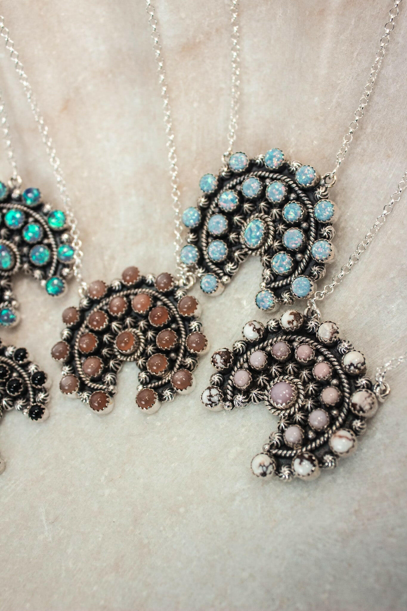 Mini Concho Stone Necklaces-Chain Necklaces-Krush Kandy, Women's Online Fashion Boutique Located in Phoenix, Arizona (Scottsdale Area)