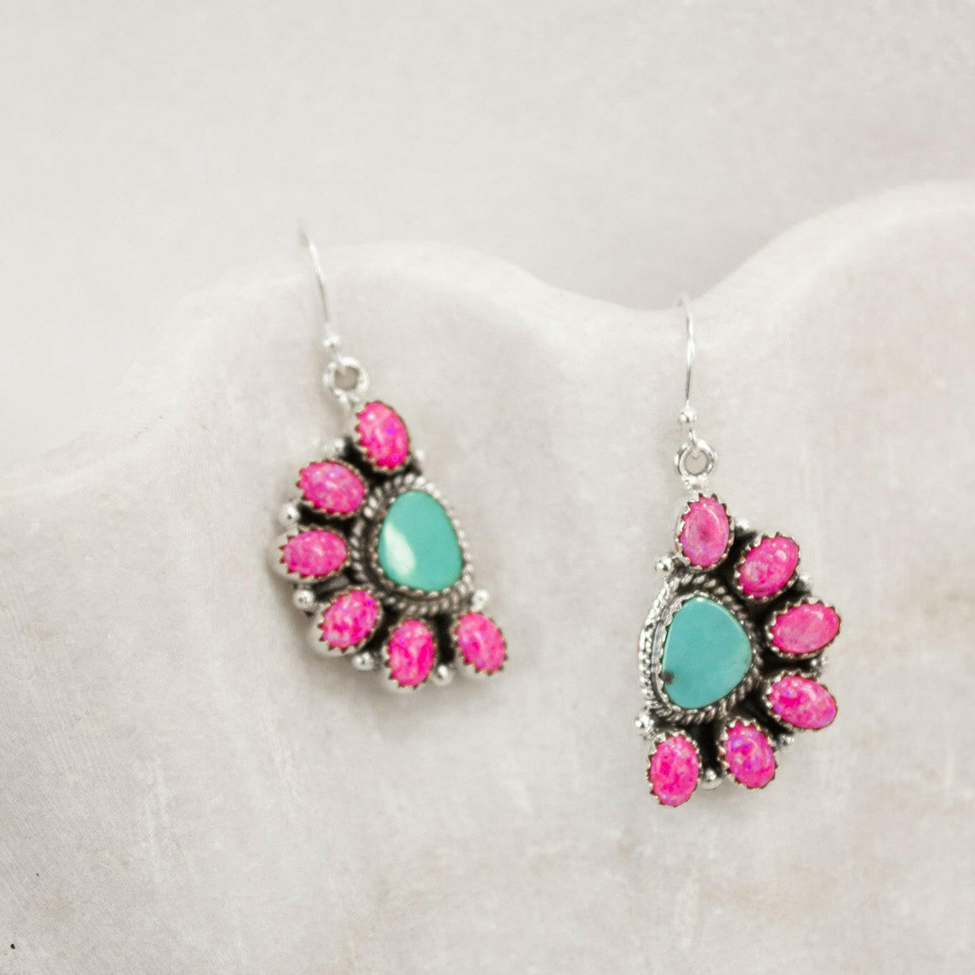 Half Opal Cluster Stone Earrings-Stud Earrings-Krush Kandy, Women's Online Fashion Boutique Located in Phoenix, Arizona (Scottsdale Area)