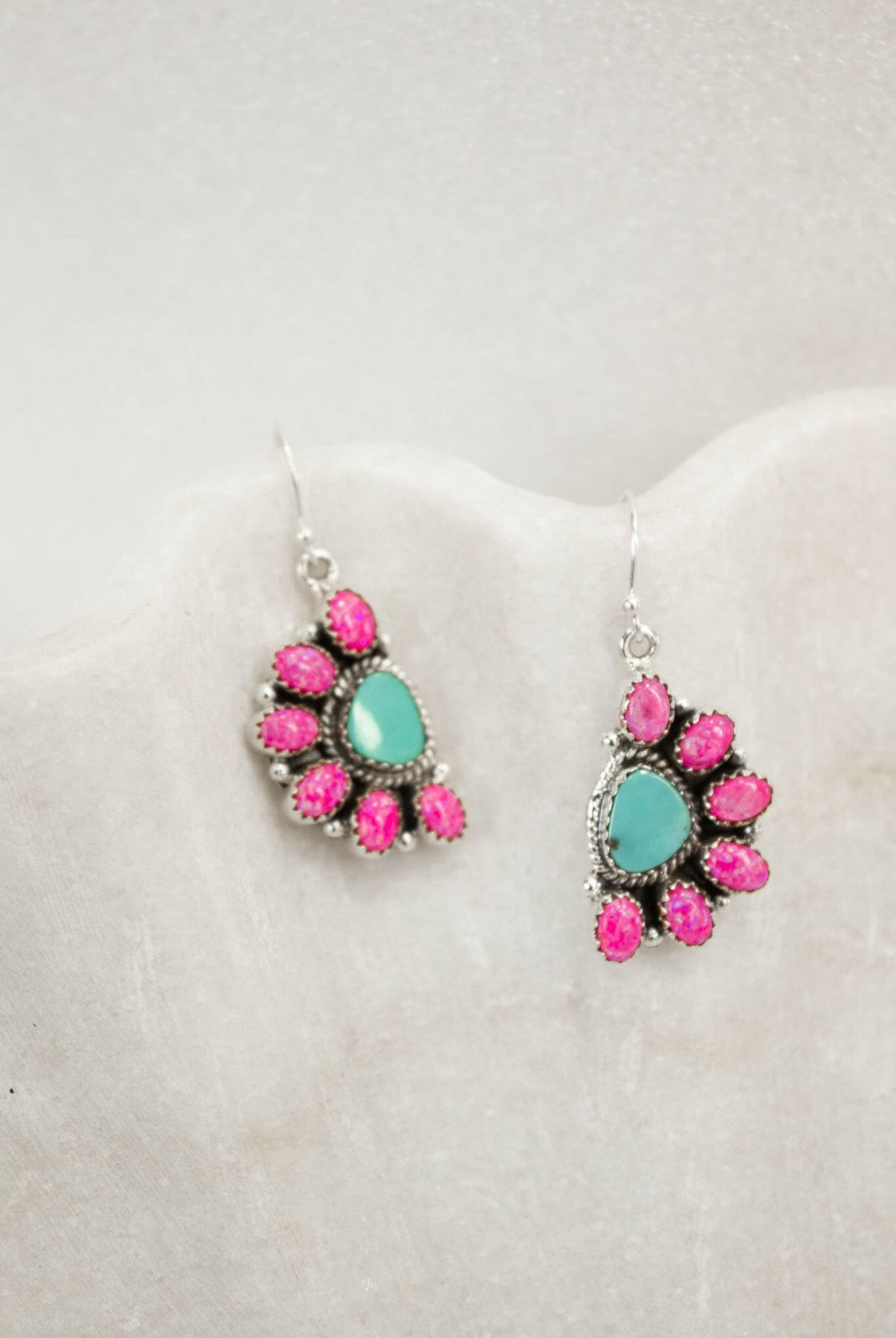 Half Opal Cluster Stone Earrings-Stud Earrings-Krush Kandy, Women's Online Fashion Boutique Located in Phoenix, Arizona (Scottsdale Area)