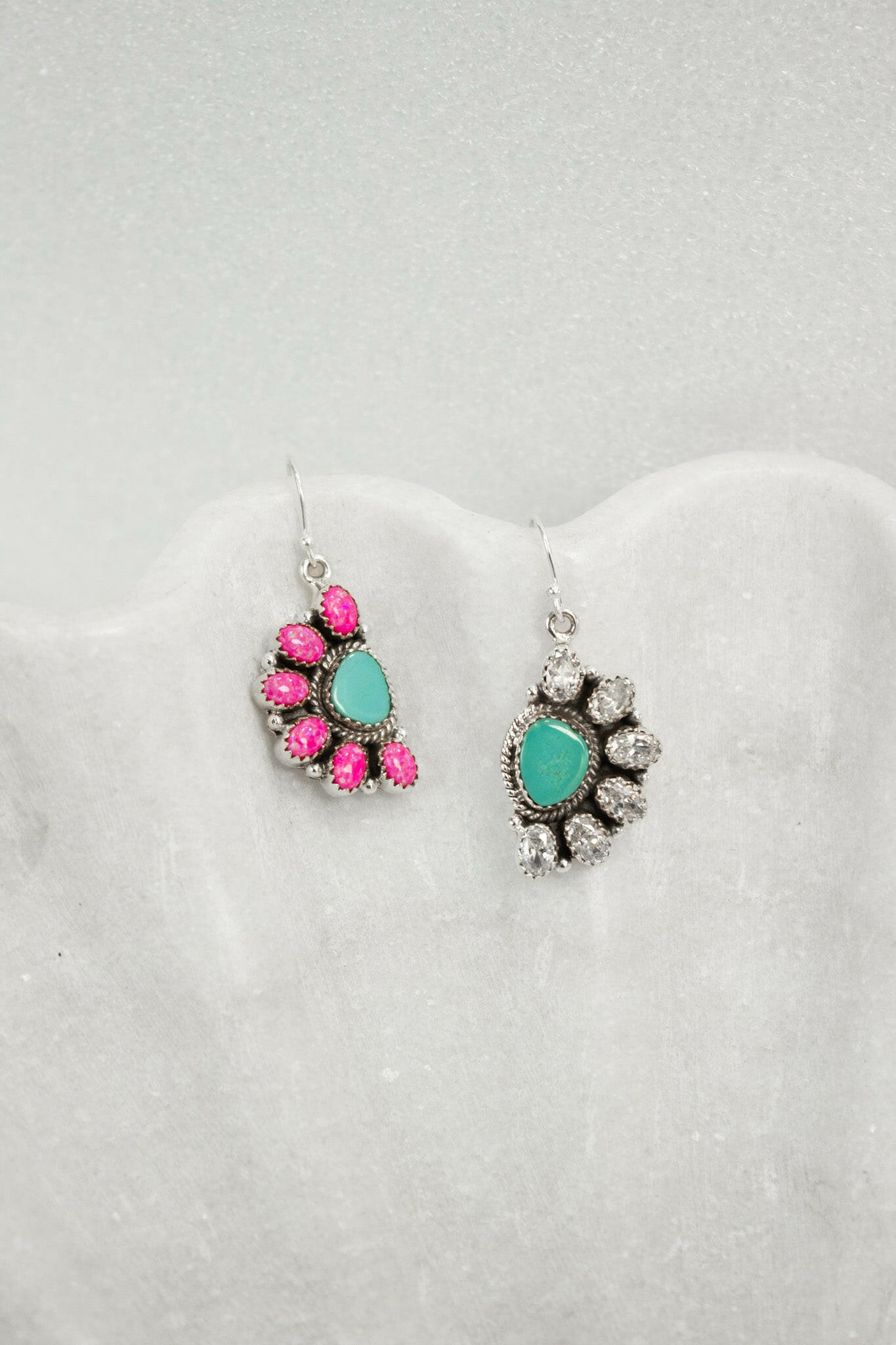 Half Opal Cluster Stone Earrings-Stud Earrings-Krush Kandy, Women's Online Fashion Boutique Located in Phoenix, Arizona (Scottsdale Area)