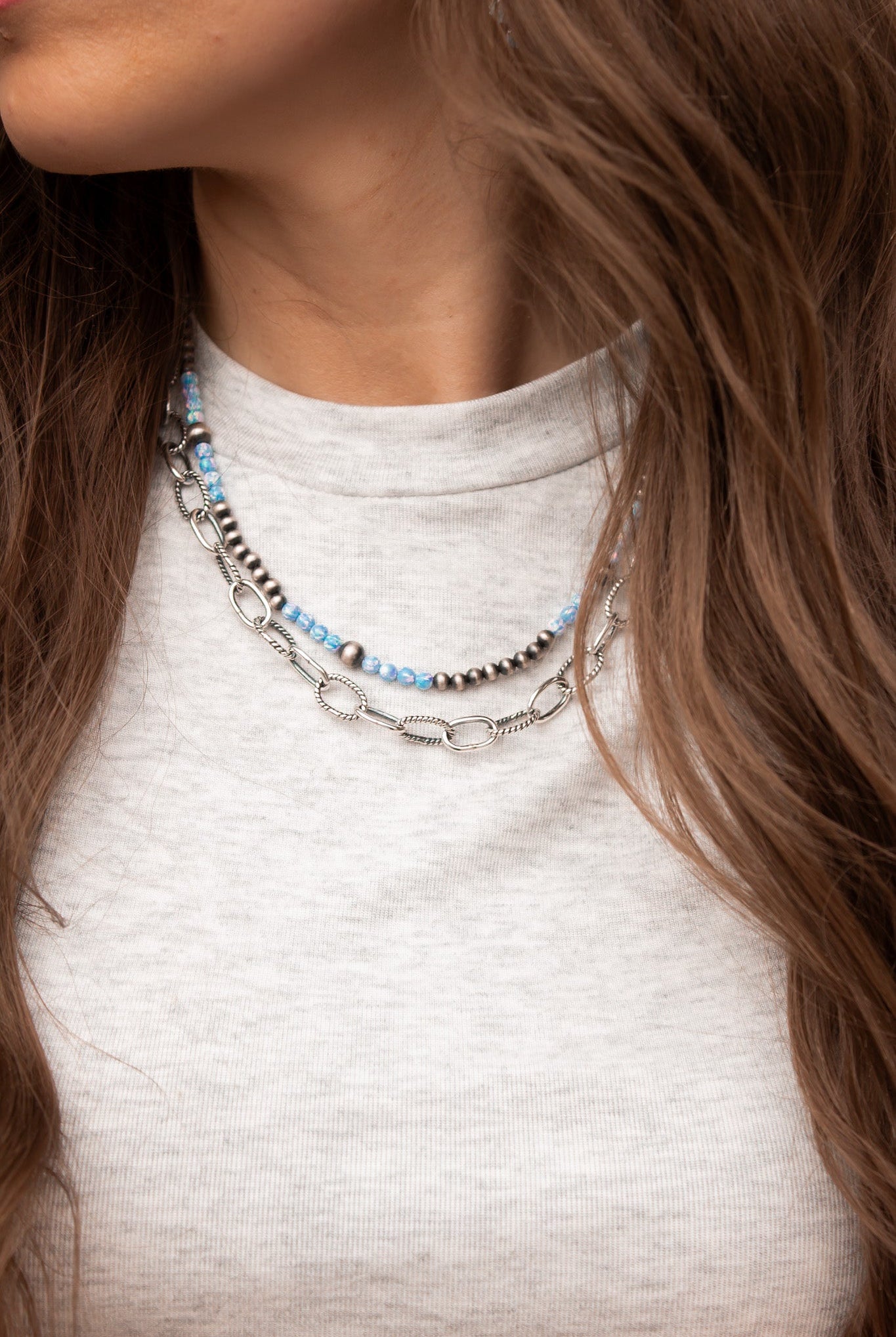 Sterling Silver Duo Chain Necklace & Bracelet-Chain Necklaces-Krush Kandy, Women's Online Fashion Boutique Located in Phoenix, Arizona (Scottsdale Area)