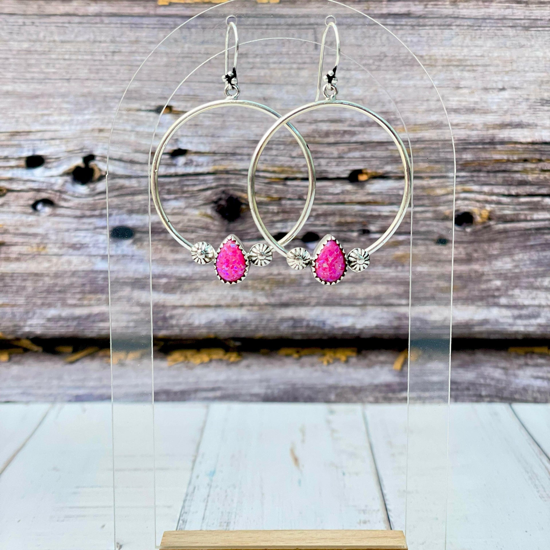 Perfectly Placed Stone Hoop Earrings-Earrings-Krush Kandy, Women's Online Fashion Boutique Located in Phoenix, Arizona (Scottsdale Area)