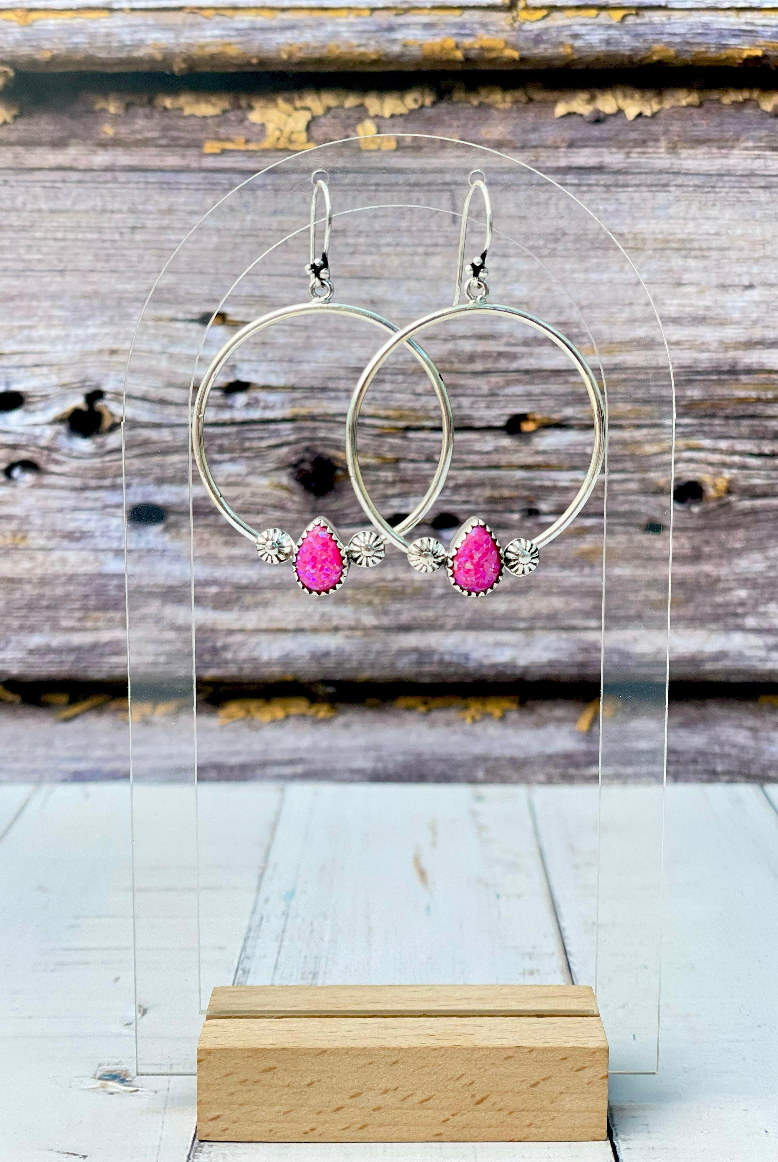 Perfectly Placed Stone Hoop Earrings-Earrings-Krush Kandy, Women's Online Fashion Boutique Located in Phoenix, Arizona (Scottsdale Area)