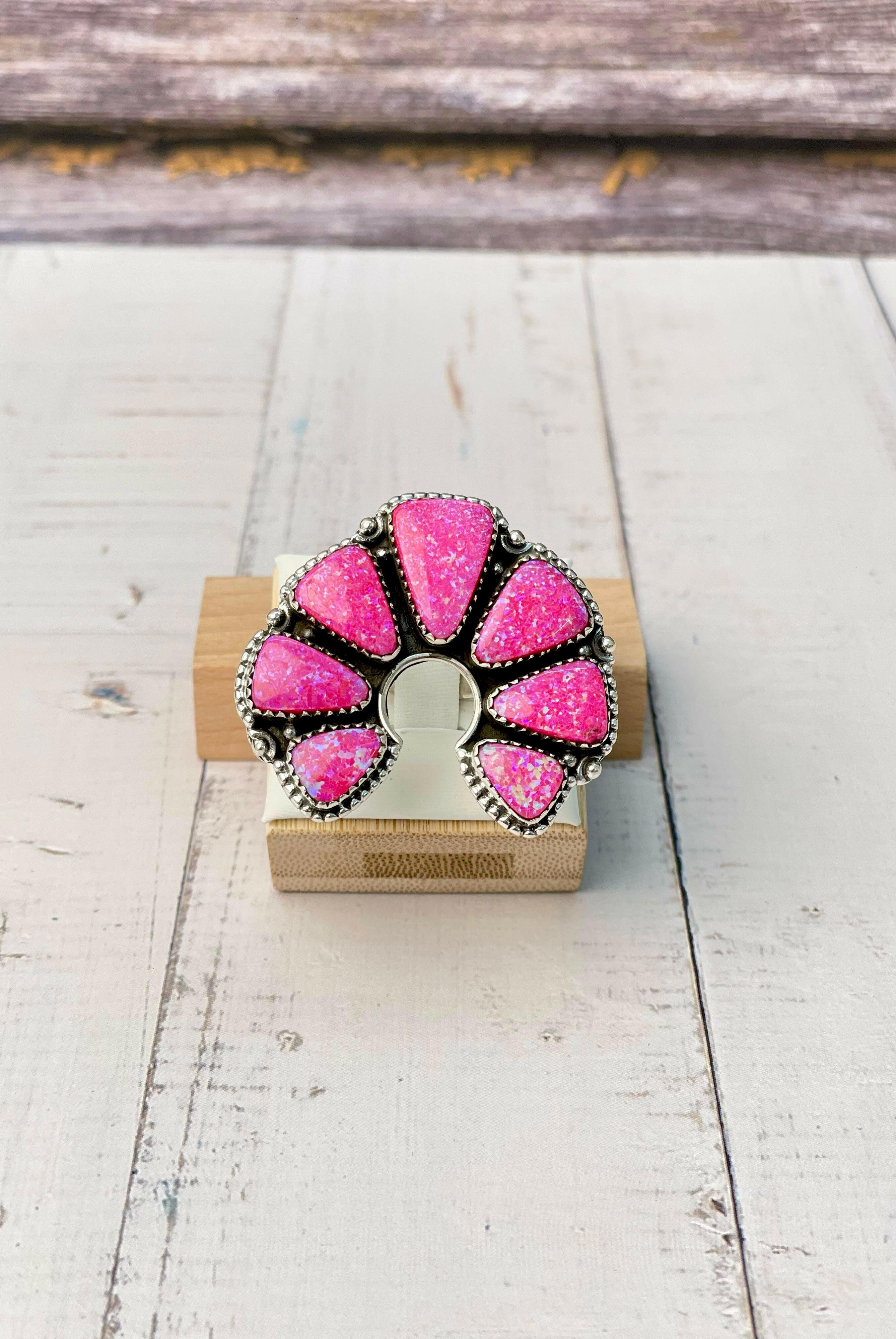 Neon Pink Opal Horseshoe Ring-Rings-Krush Kandy, Women's Online Fashion Boutique Located in Phoenix, Arizona (Scottsdale Area)