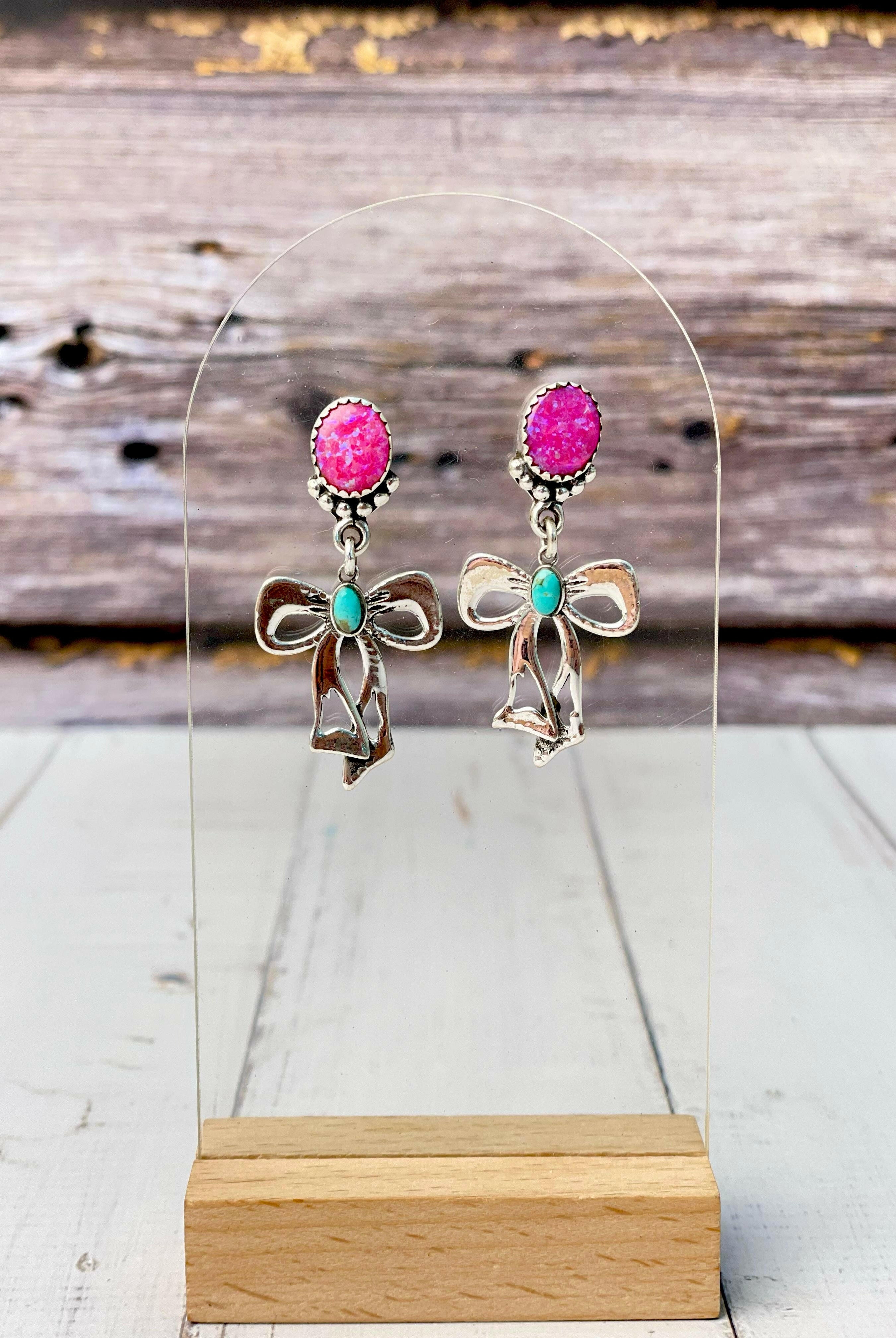 Divine Gift Stone Bow Earrings-Earrings-Krush Kandy, Women's Online Fashion Boutique Located in Phoenix, Arizona (Scottsdale Area)