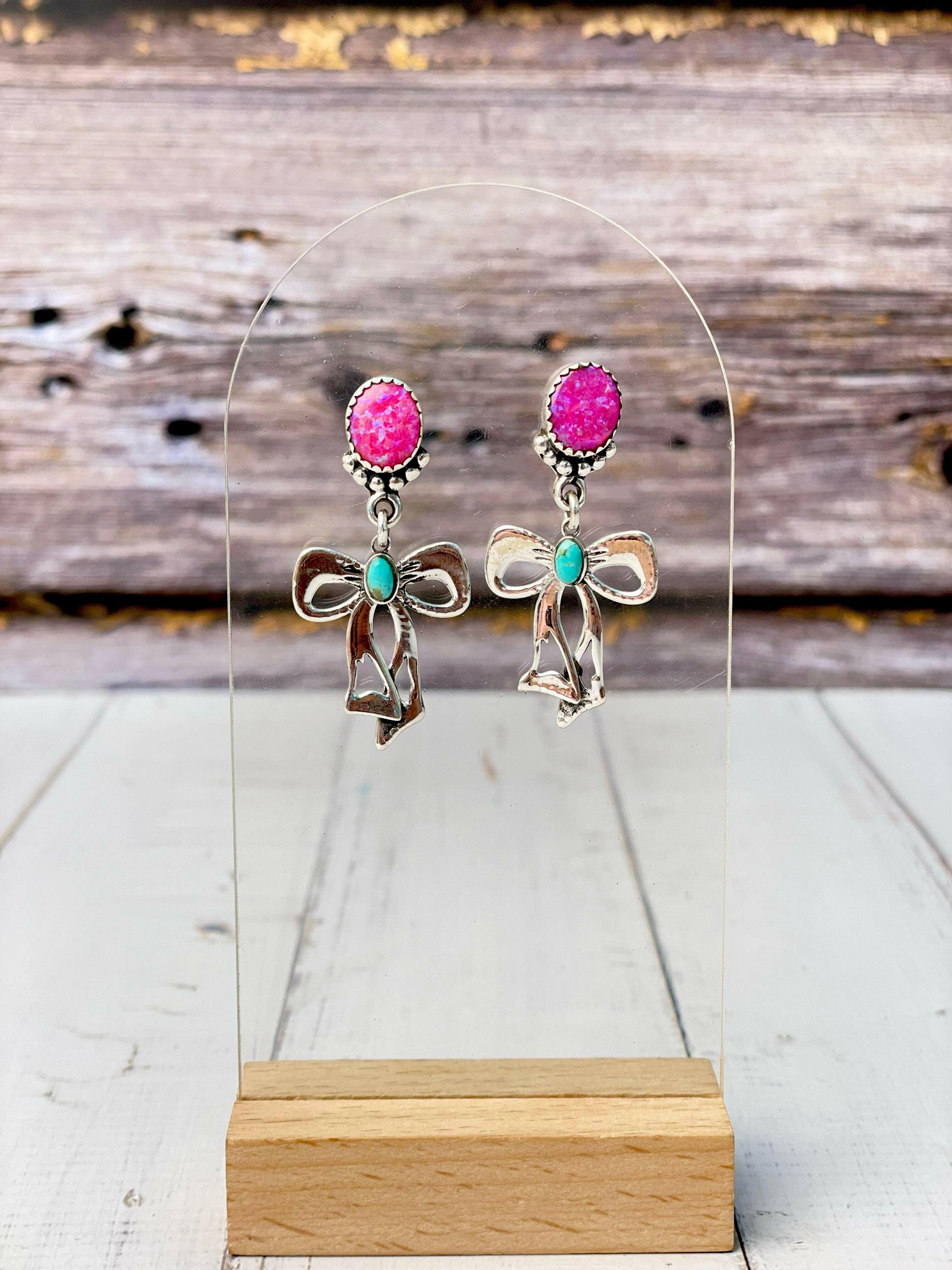 Divine Gift Stone Bow Earrings-Earrings-Krush Kandy, Women's Online Fashion Boutique Located in Phoenix, Arizona (Scottsdale Area)