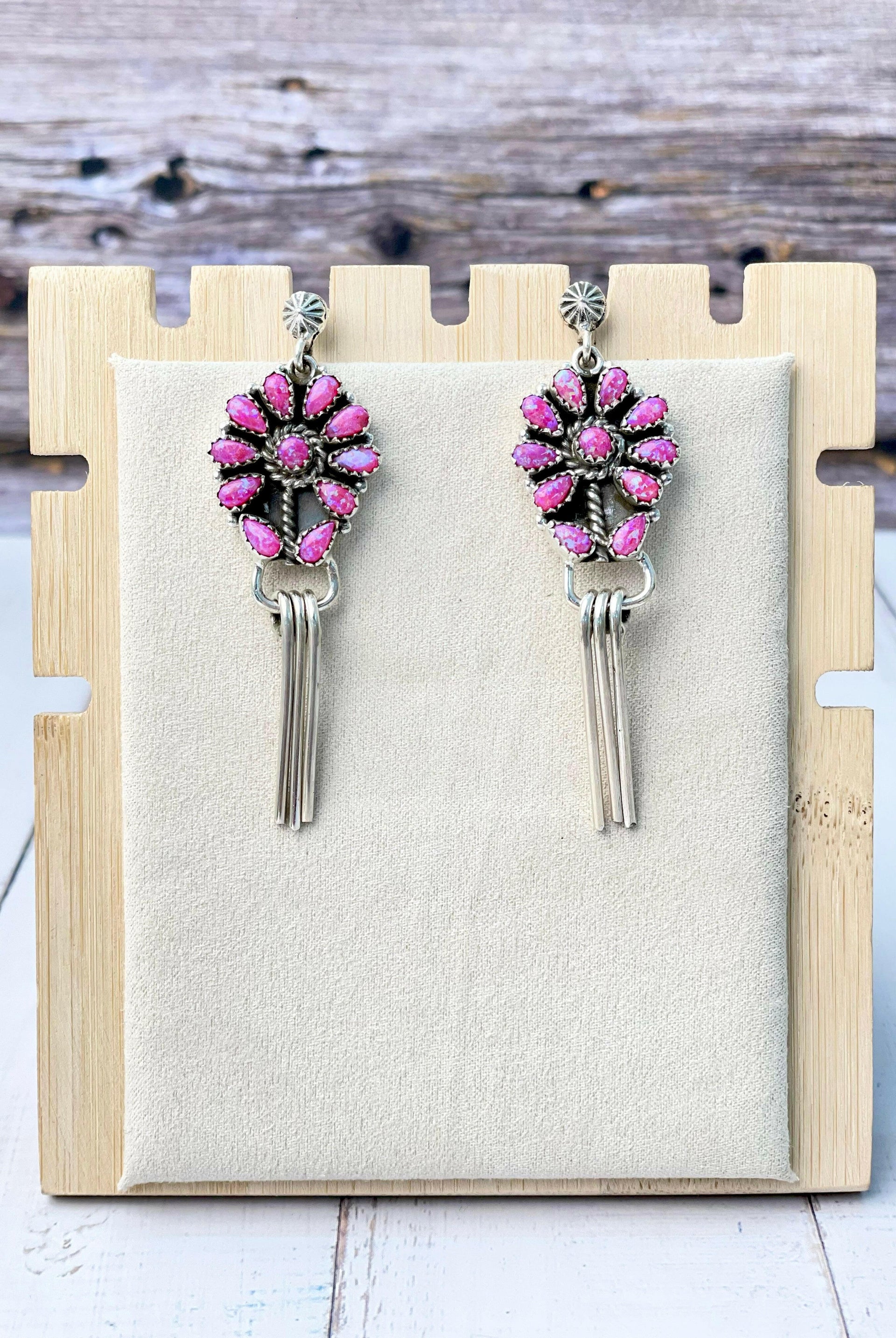 Sterling Tassel Stone Cluster Earrings-Earrings-Krush Kandy, Women's Online Fashion Boutique Located in Phoenix, Arizona (Scottsdale Area)