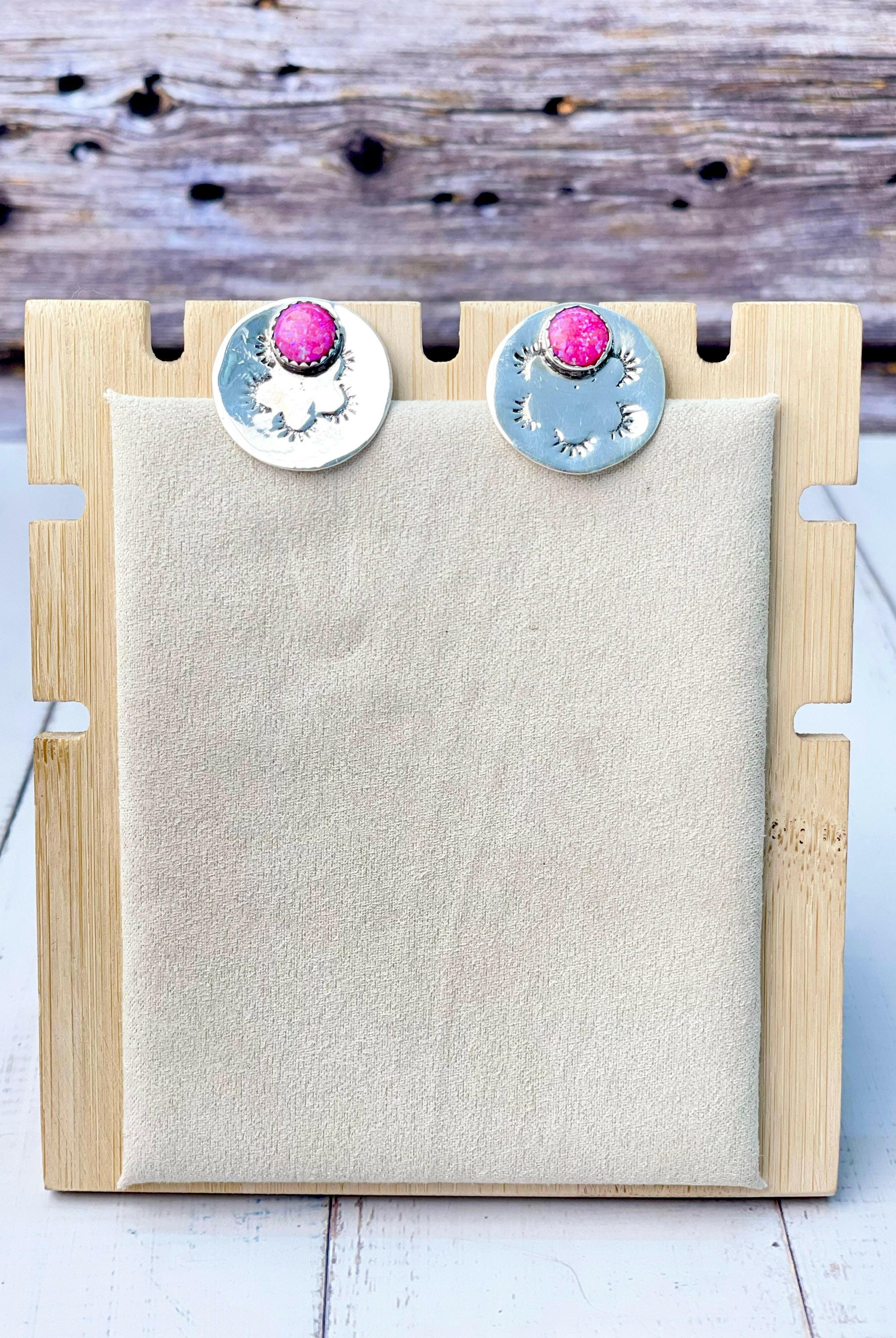 Sterling Stamped Plated Stone Stud Earrings-Earrings-Krush Kandy, Women's Online Fashion Boutique Located in Phoenix, Arizona (Scottsdale Area)