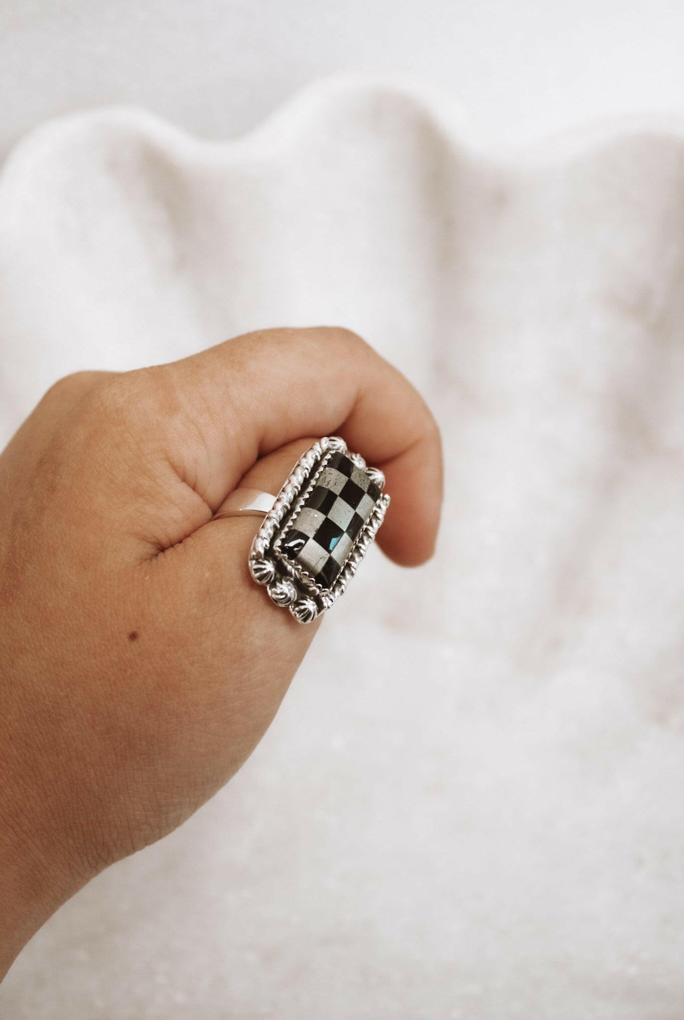 Checkered Bar Ring | By KKB-Bar Rings-Krush Kandy, Women's Online Fashion Boutique Located in Phoenix, Arizona (Scottsdale Area)