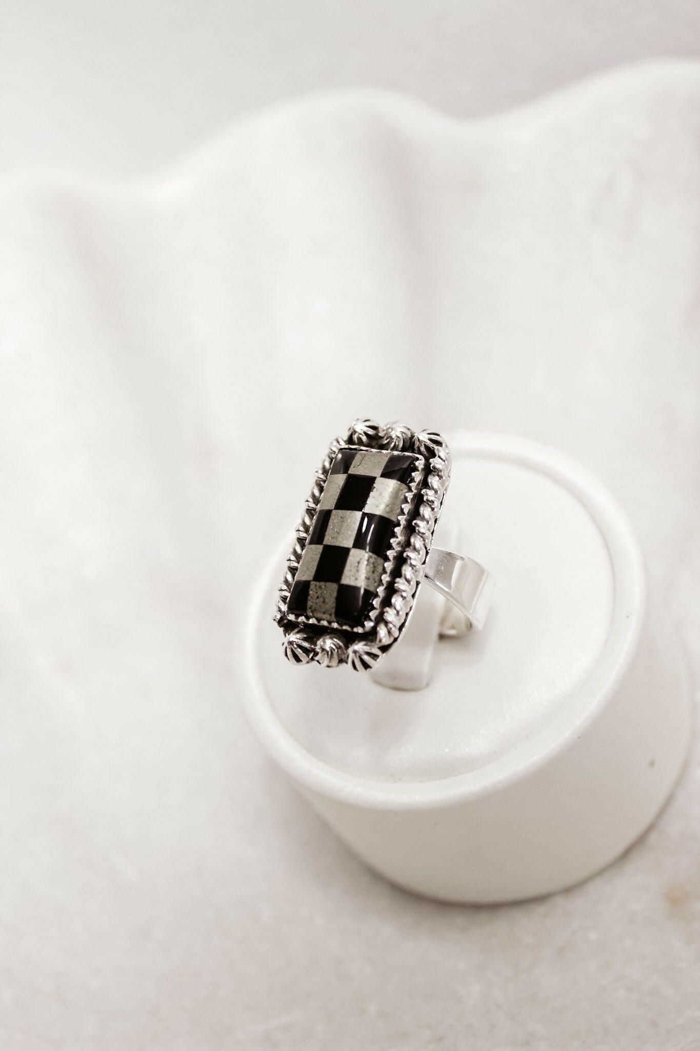 Checkered Bar Ring | By KKB-Bar Rings-Krush Kandy, Women's Online Fashion Boutique Located in Phoenix, Arizona (Scottsdale Area)