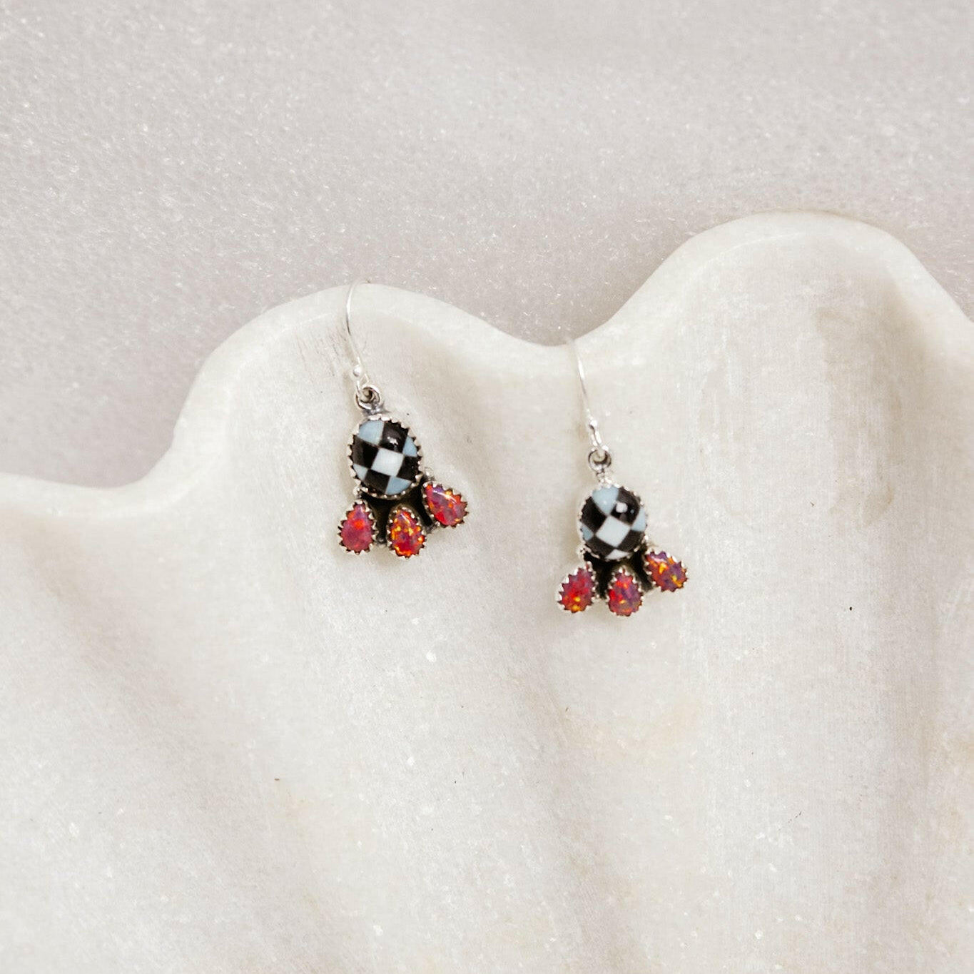 Checker & Stone Clove Earrings | By KKB-Drop Earrings-Krush Kandy, Women's Online Fashion Boutique Located in Phoenix, Arizona (Scottsdale Area)