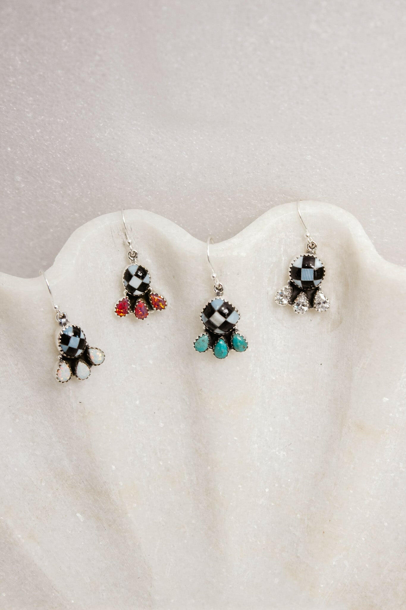 Checker & Stone Clove Earrings | By KKB-Drop Earrings-Krush Kandy, Women's Online Fashion Boutique Located in Phoenix, Arizona (Scottsdale Area)