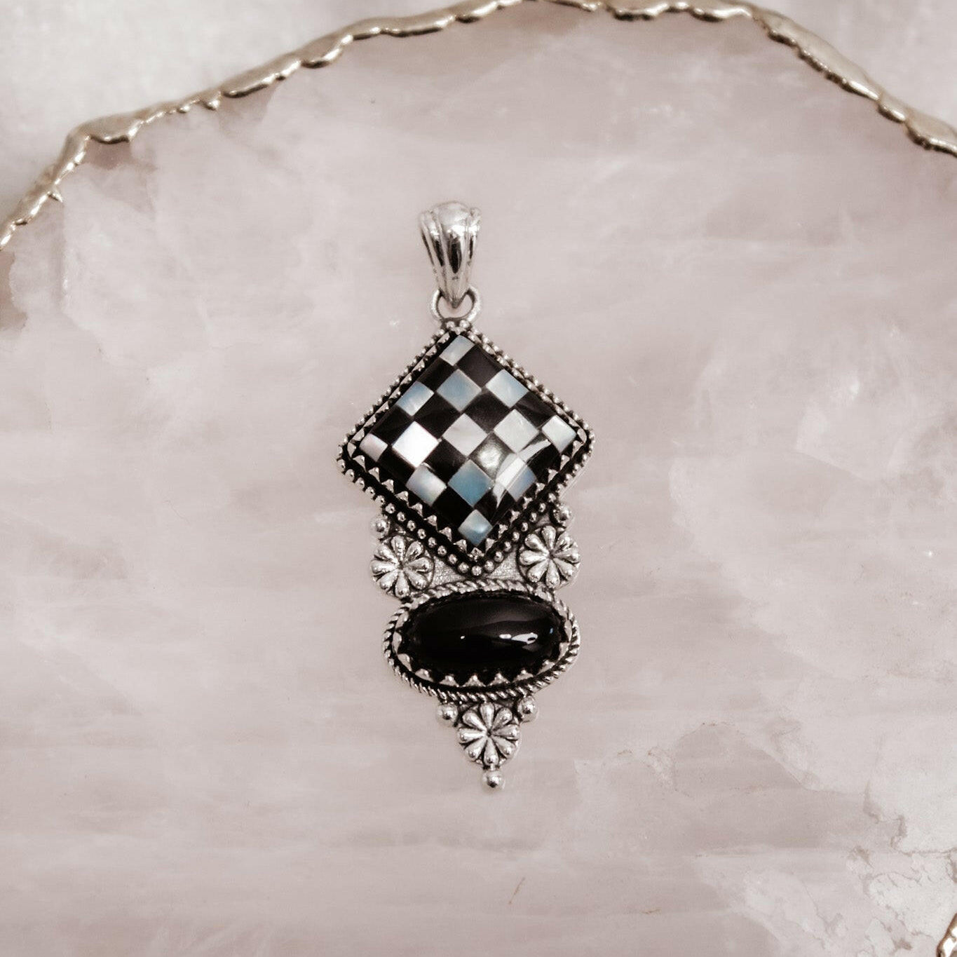 Checkmate Canvas Sterling Pendant-Chain Necklaces-Krush Kandy, Women's Online Fashion Boutique Located in Phoenix, Arizona (Scottsdale Area)