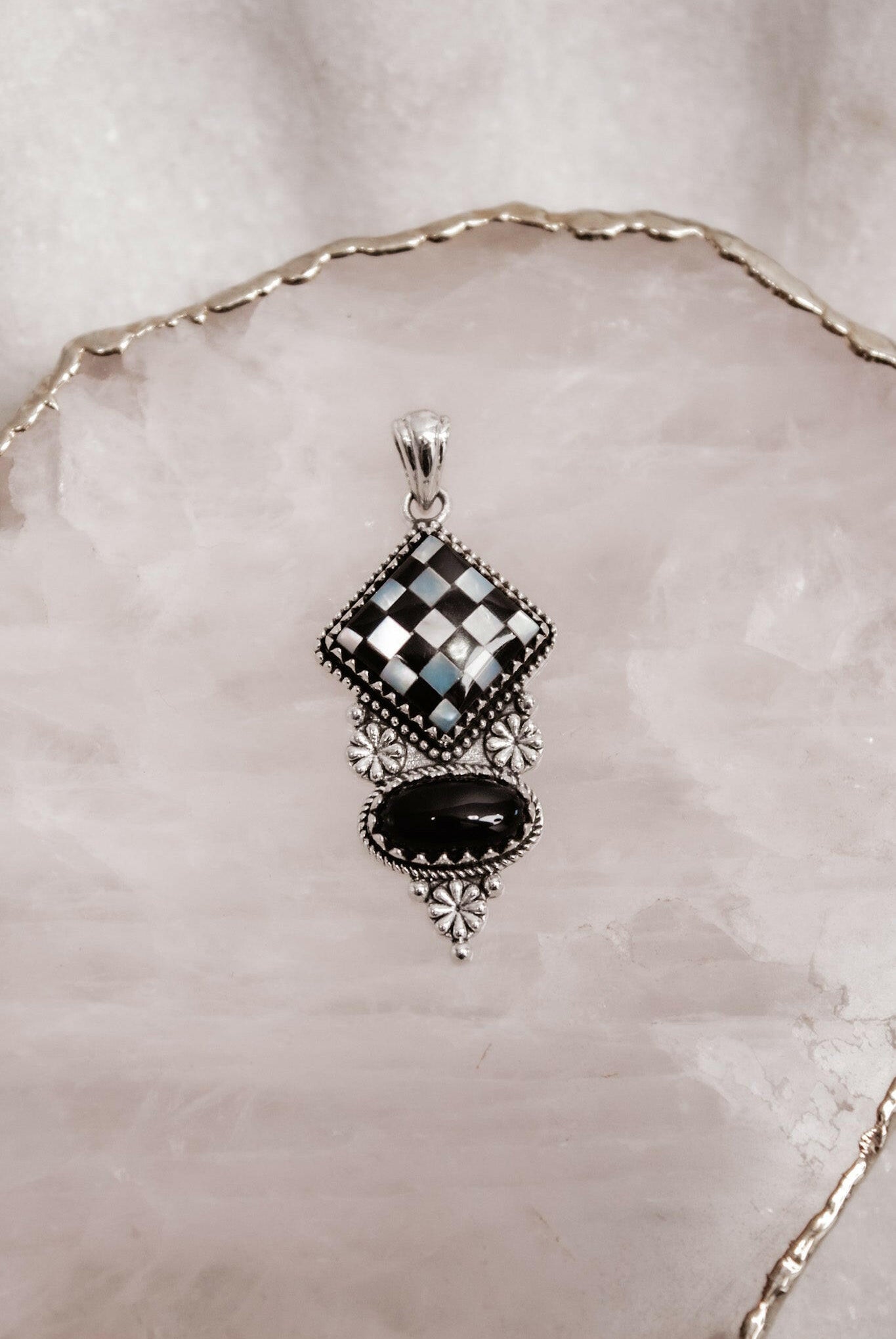 Checkmate Canvas Sterling Pendant-Chain Necklaces-Krush Kandy, Women's Online Fashion Boutique Located in Phoenix, Arizona (Scottsdale Area)